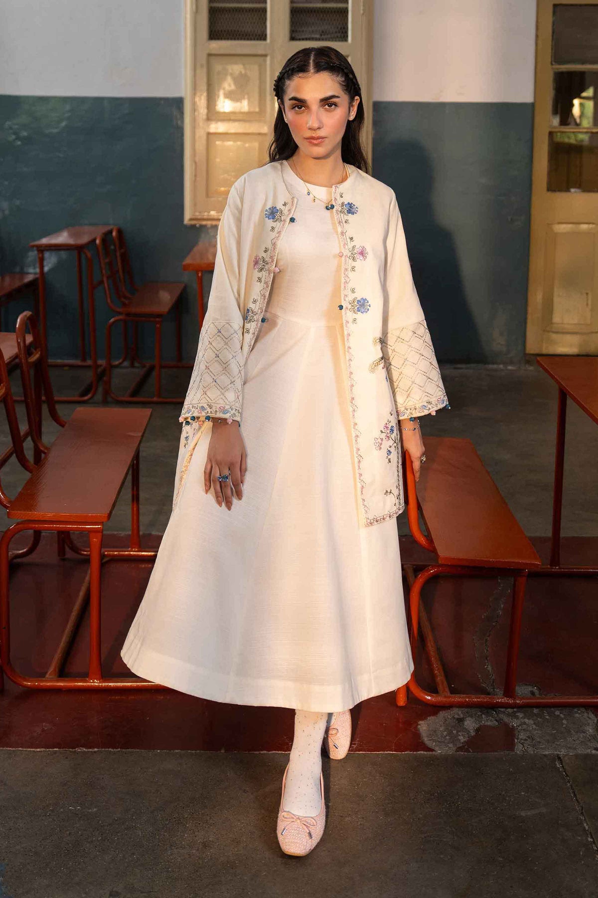Nishat UK - Off White Embroidered Khaddar 1 Piece ready to wear 