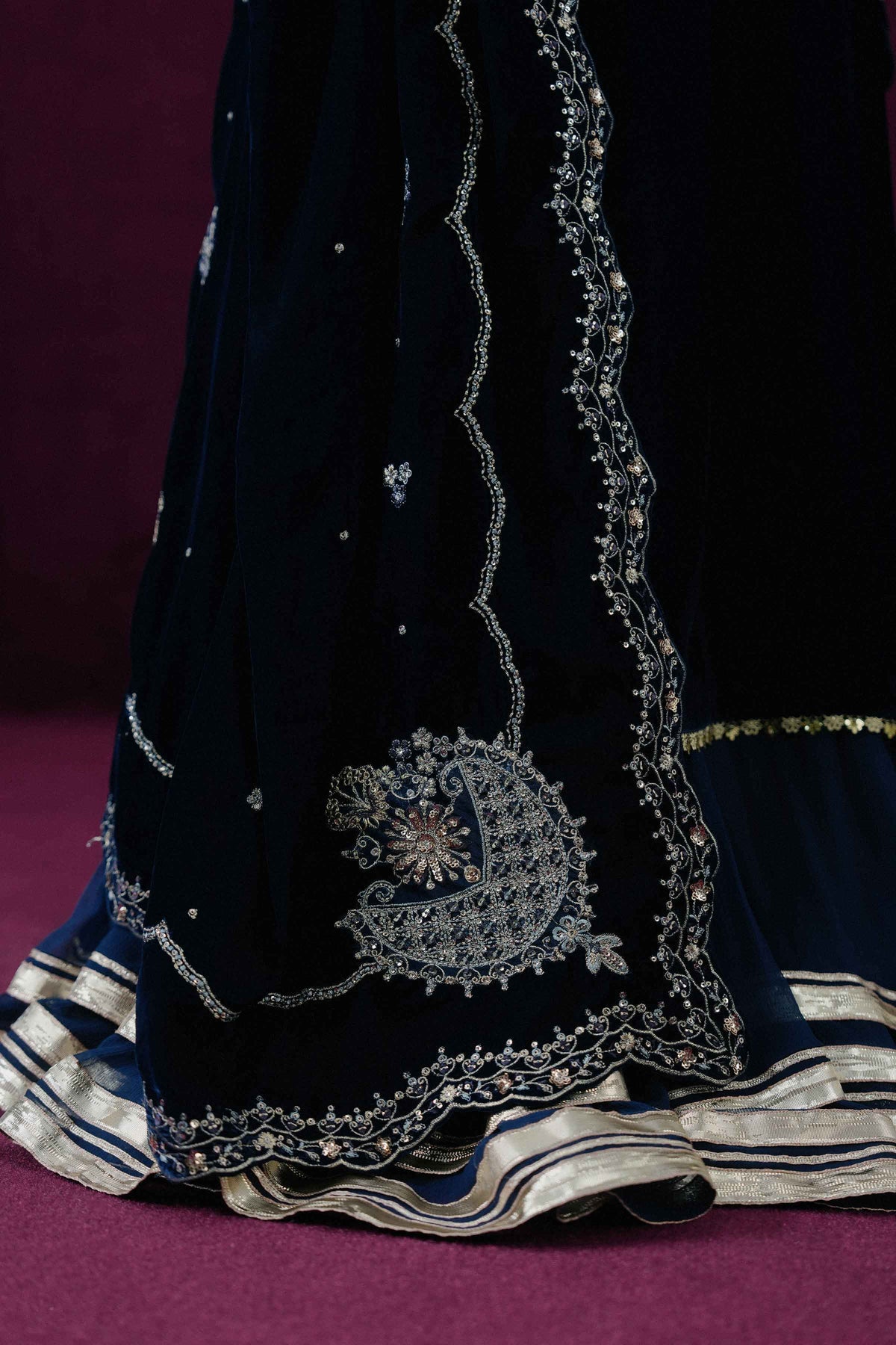 Nishat UK - Blue Embroidered Velvet 1 Piece ready to wear boutique