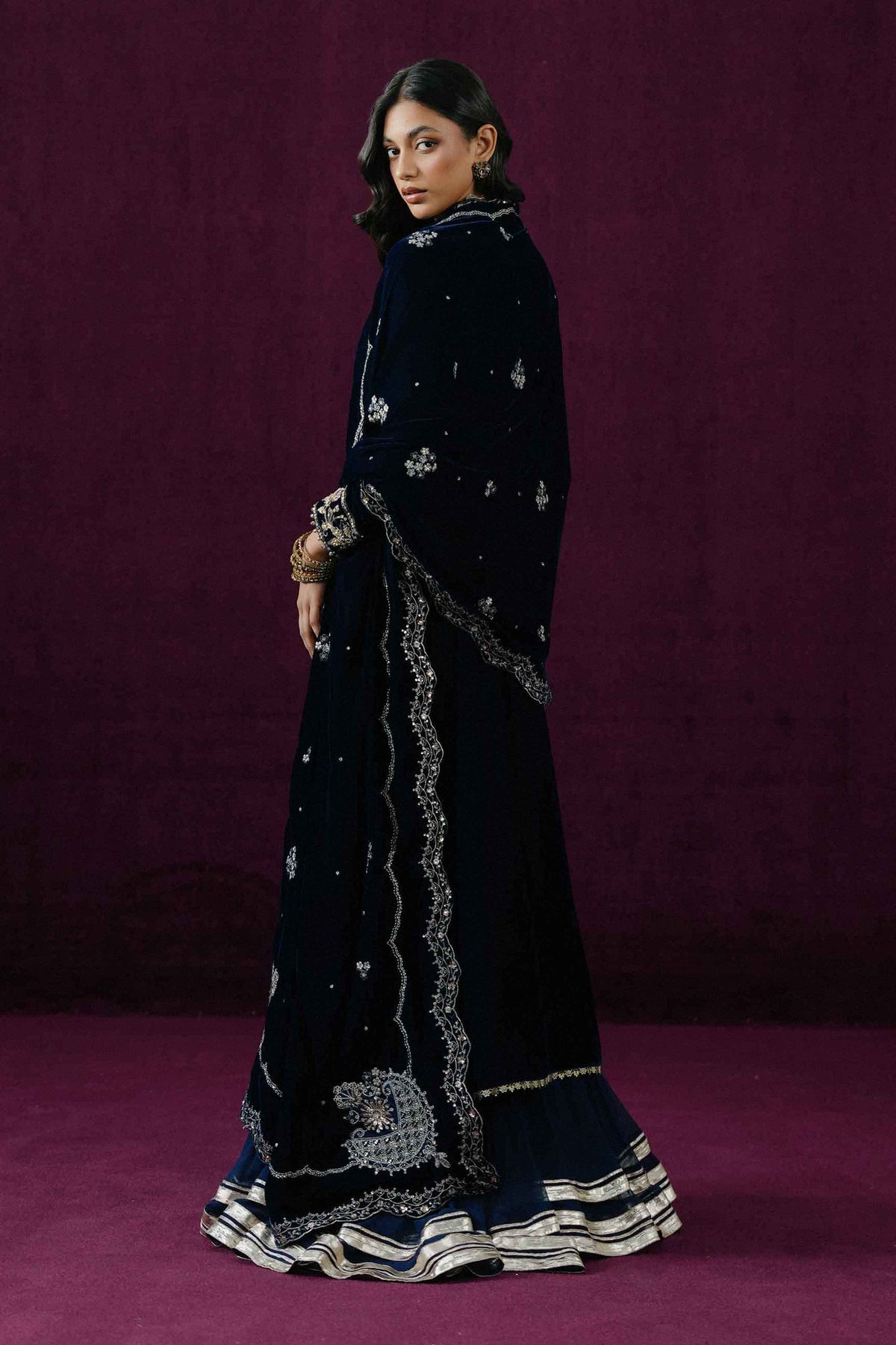 Nishat UK - Blue Embroidered Velvet 1 Piece ready to wear boutique