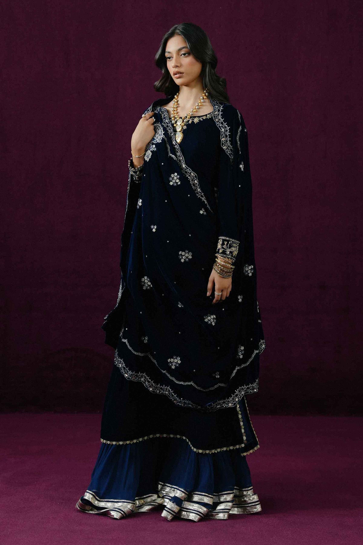 Nishat UK - Blue Embroidered Velvet 1 Piece ready to wear boutique