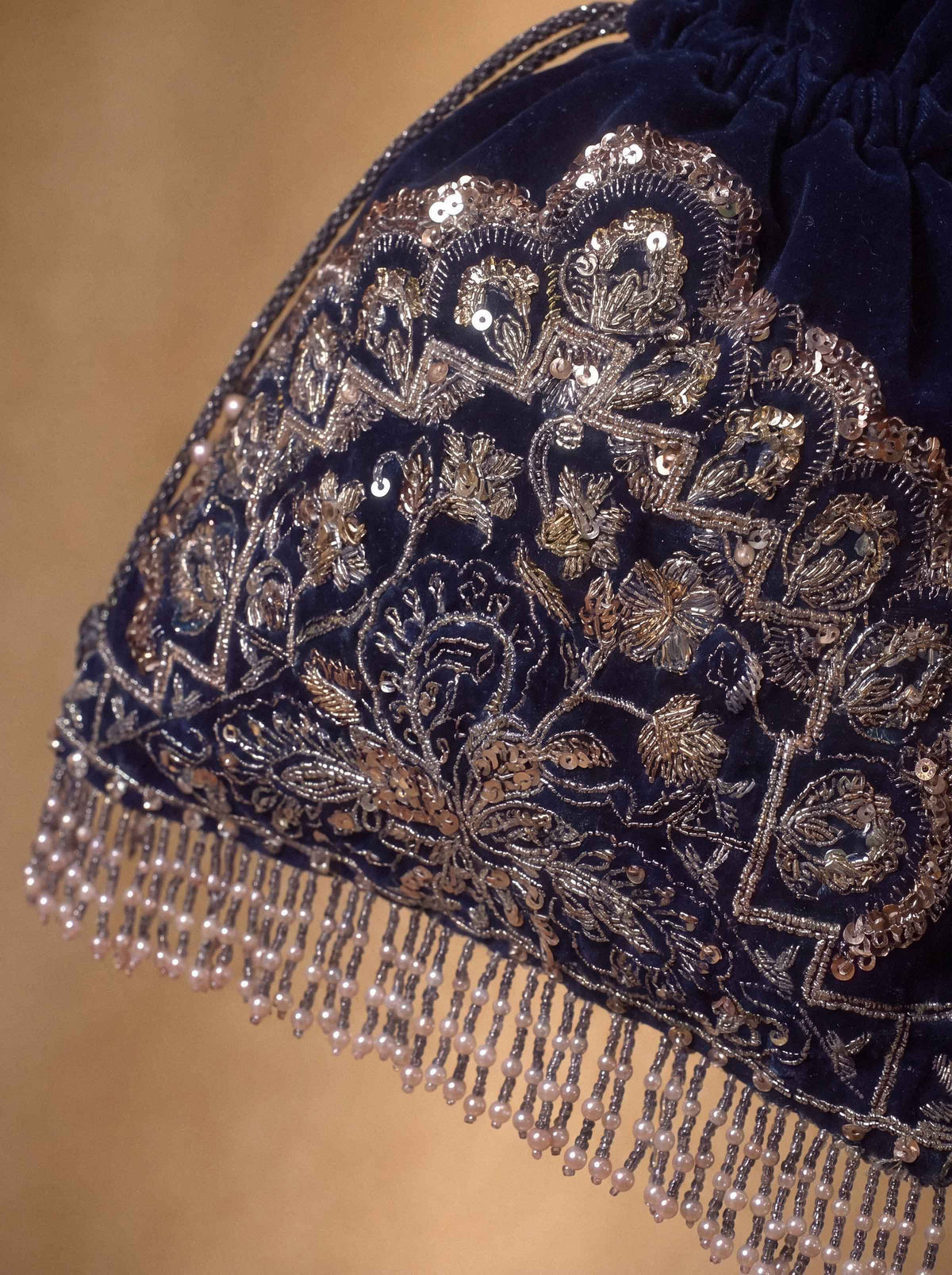 Nishat UK - Blue Embroidered Velvet 1 Piece ready to wear pouch
