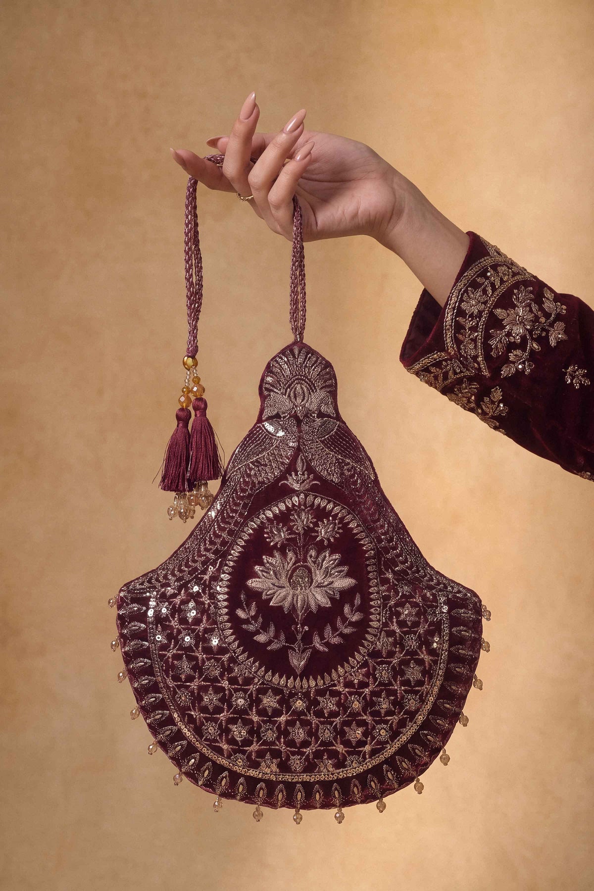 Nishat UK - Red Embroidered Velvet 1 Piece ready to wear Pouch