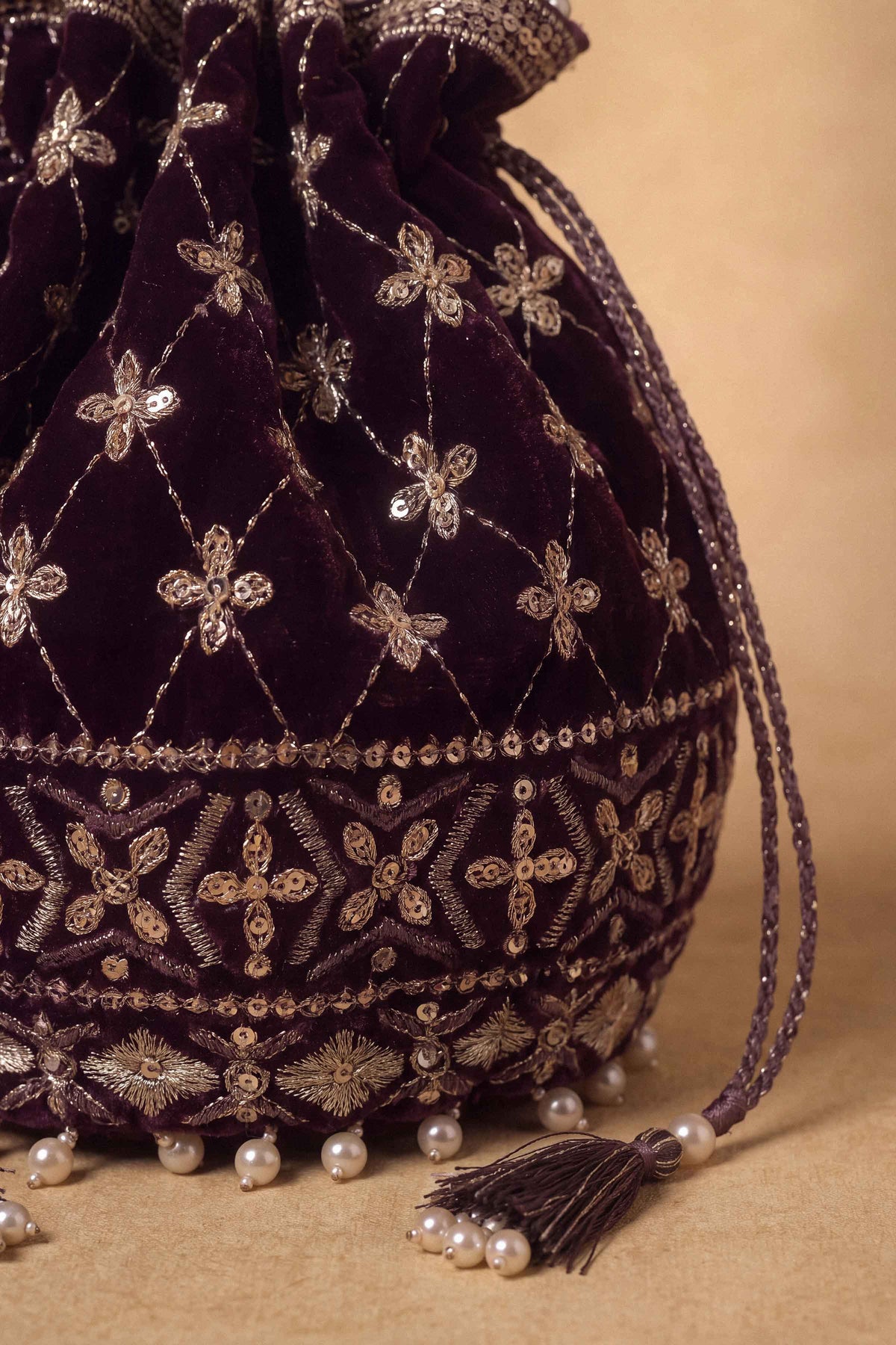 Nishat UK - Purple Embroidered Velvet 1 Piece ready to wear Pouch