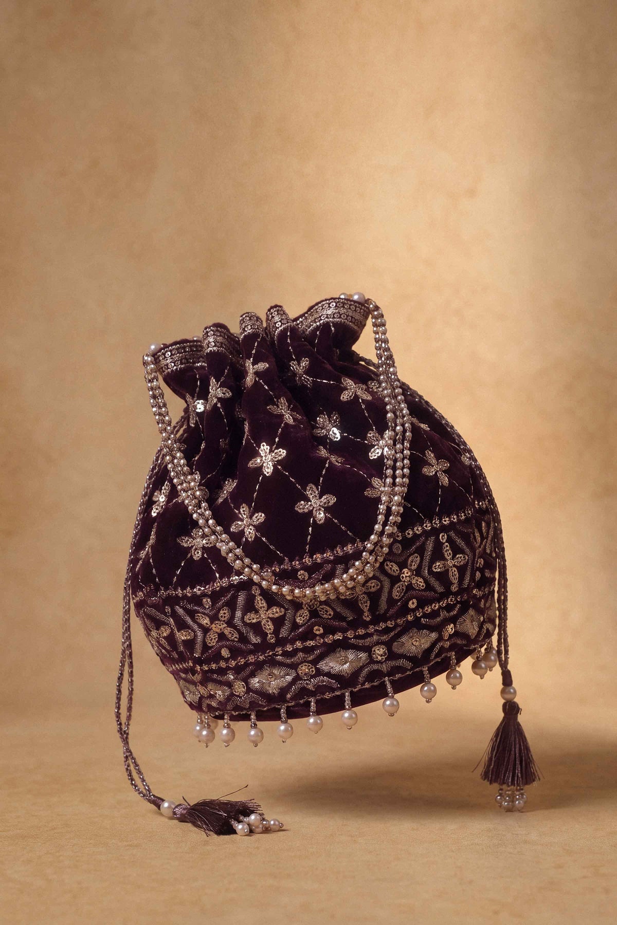 Nishat UK - Purple Embroidered Velvet 1 Piece ready to wear Pouch