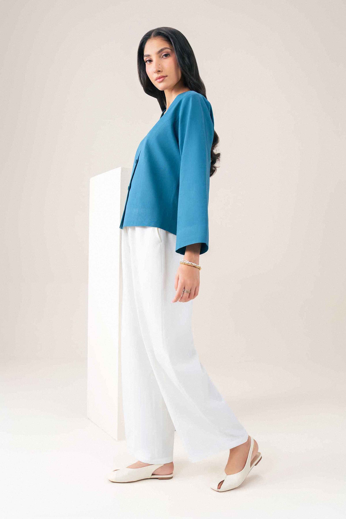 Nishat UK - Blue Solids Yarn Dyed 1 Piece ready to wear jacket