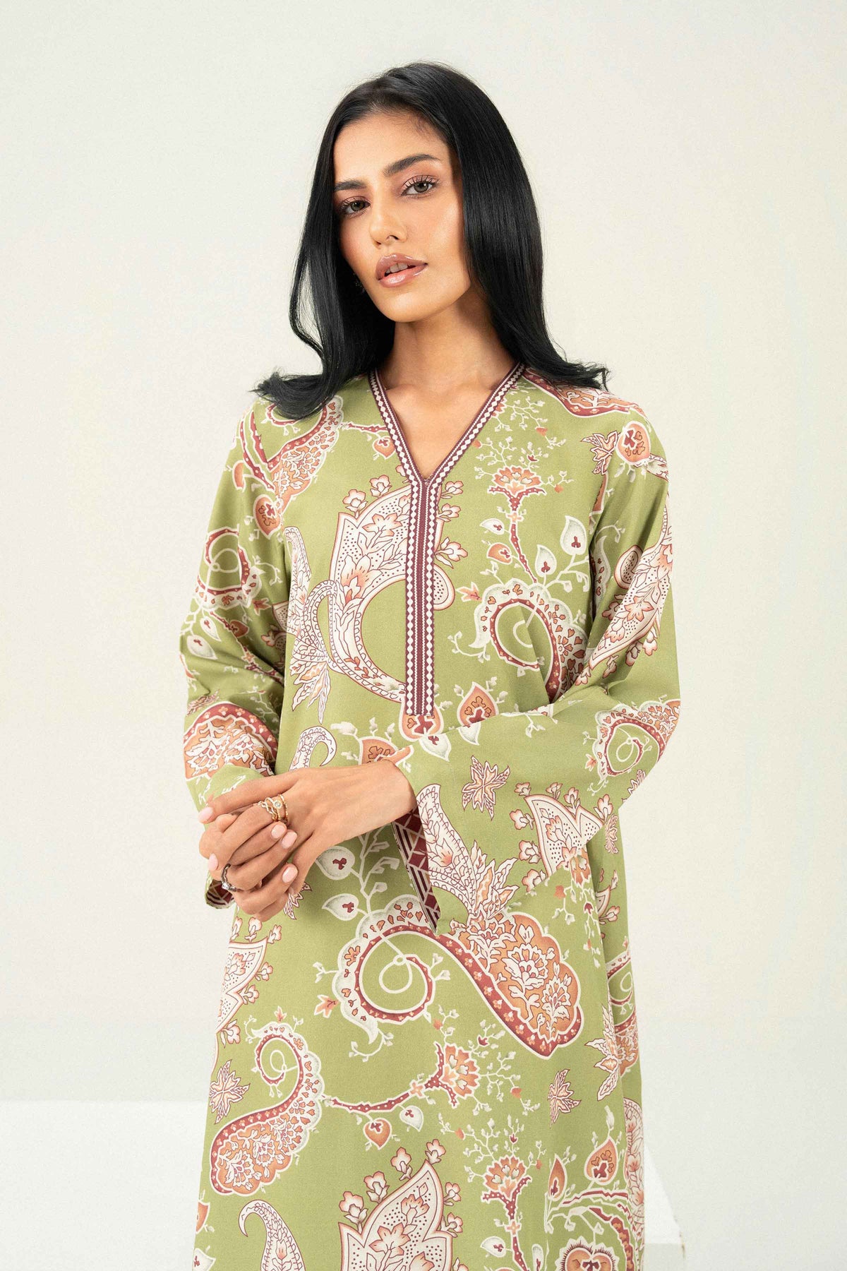 Nishat UK - Green Printed Linen 1 Piece ready to wear Shirt