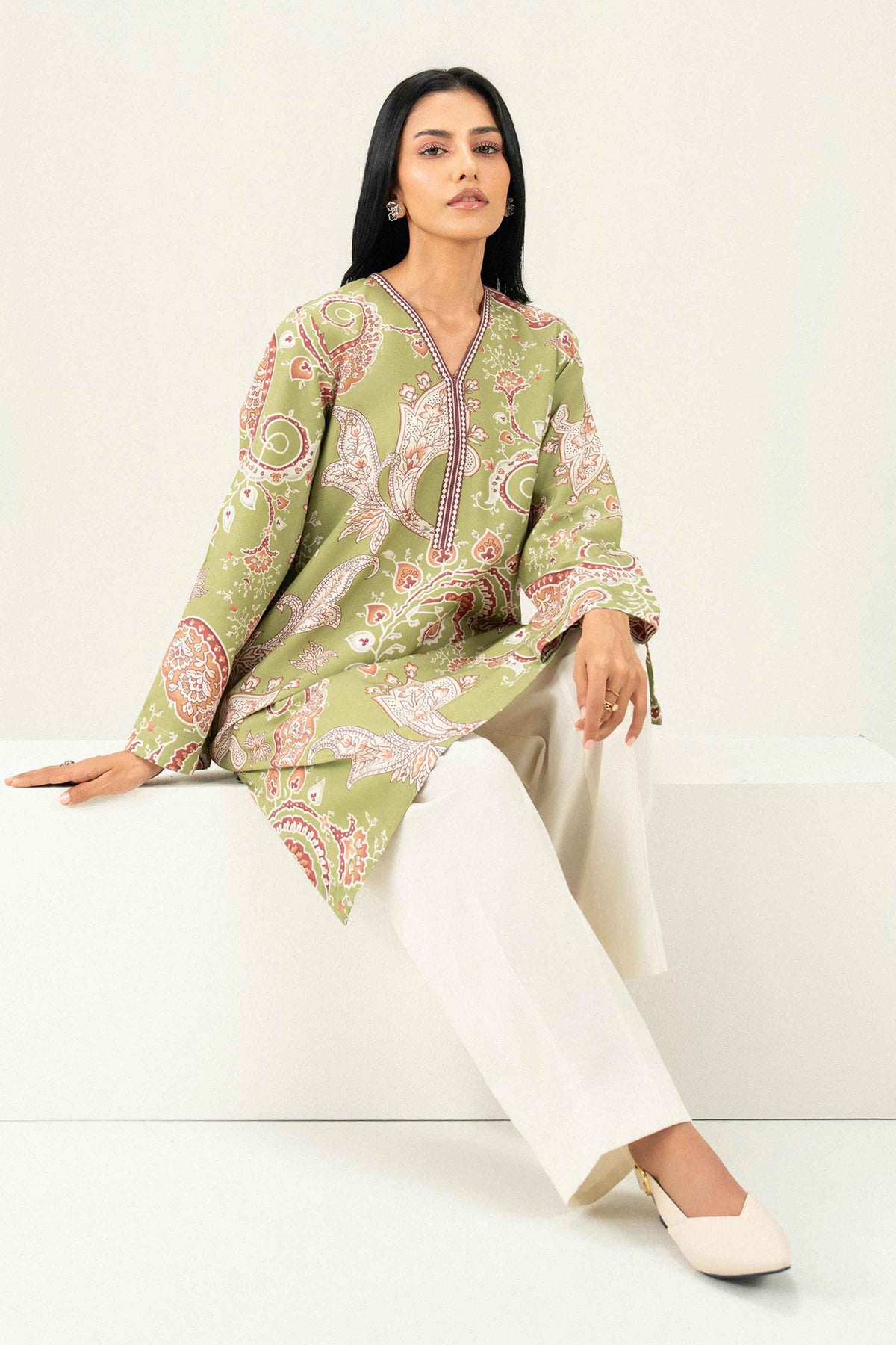 Nishat UK - Green Printed Linen 1 Piece ready to wear Shirt