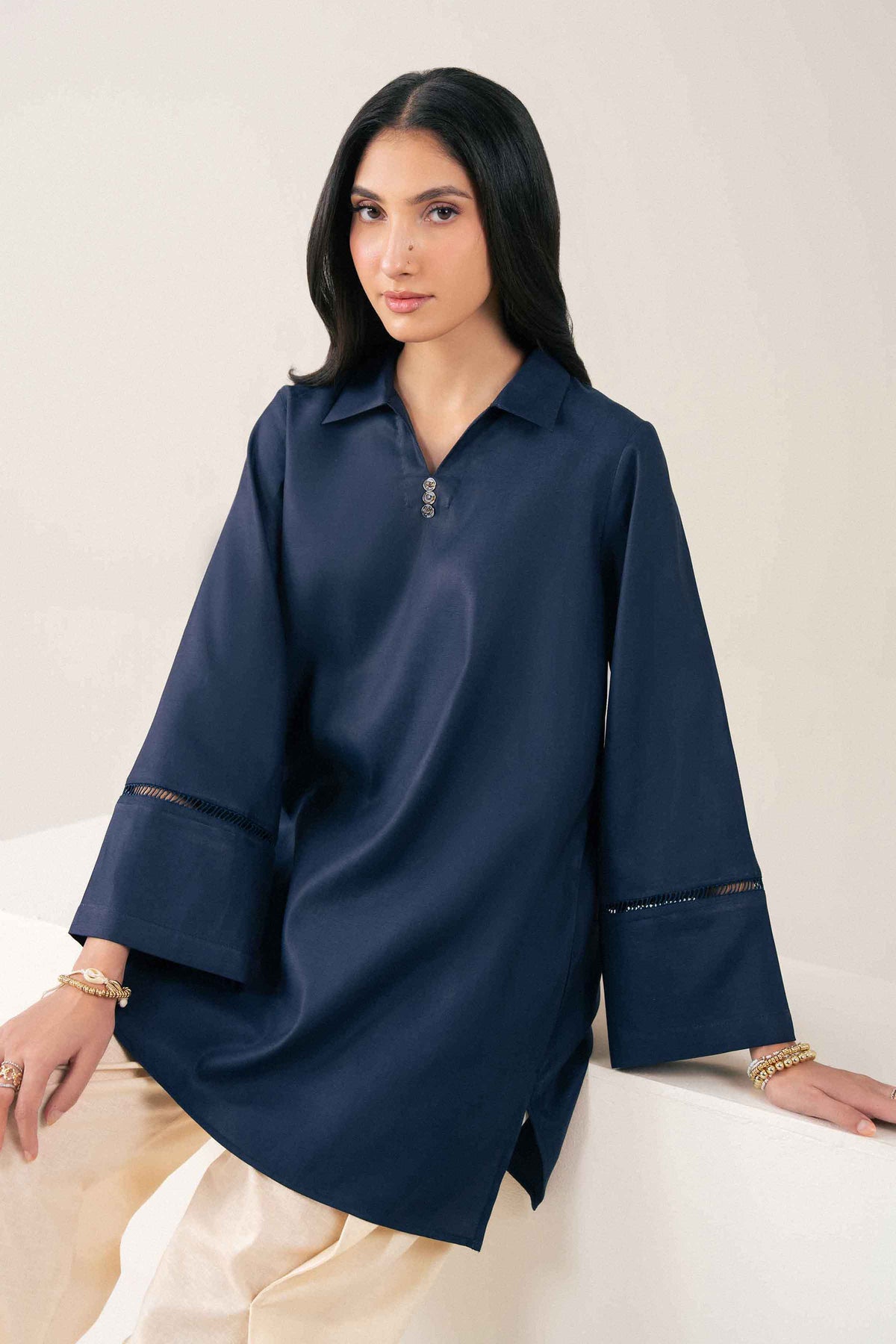 Nishat UK - Blue Solids Khaddar 1 Piece ready to wear tunic