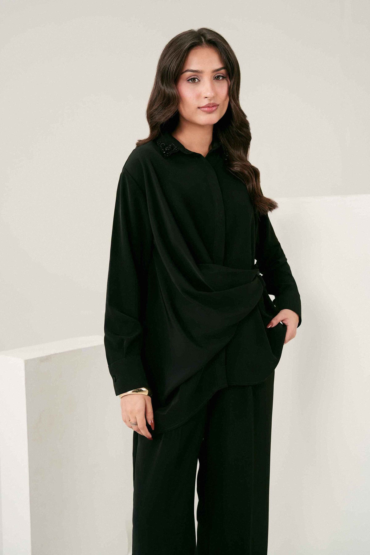 Nishat UK - Black Solids Georgette 2 Pieces ready to wear 