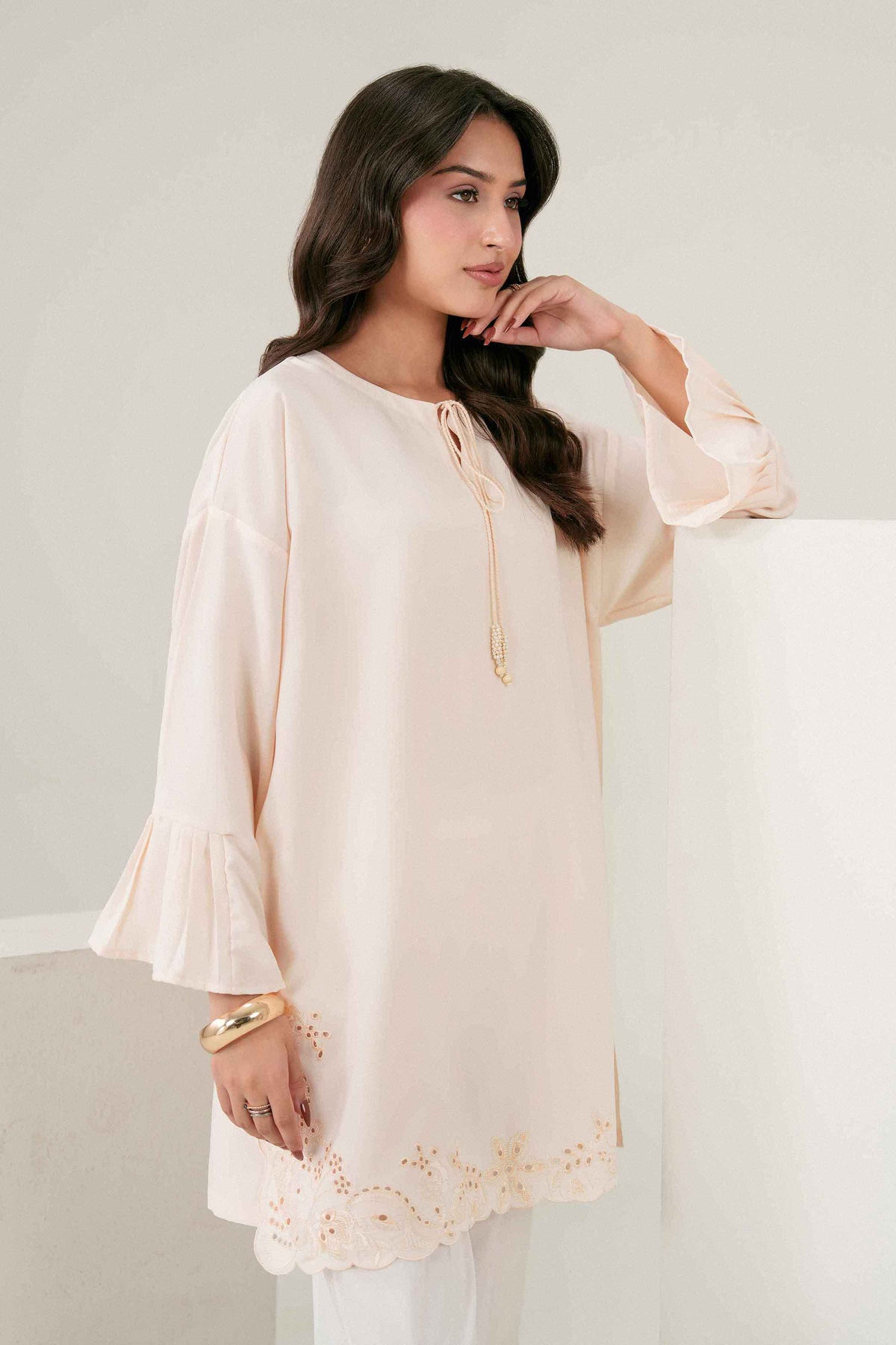 Nishat UK - Off White  Embroidered Georgette 1 Piece ready to wear shirt
