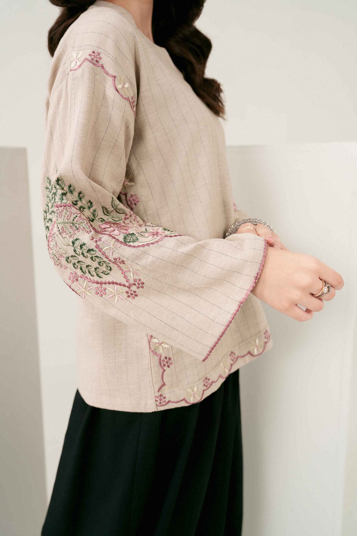 Nishat UK - Beige Embroidered Yarn Dyed 1 Piece ready to wear 