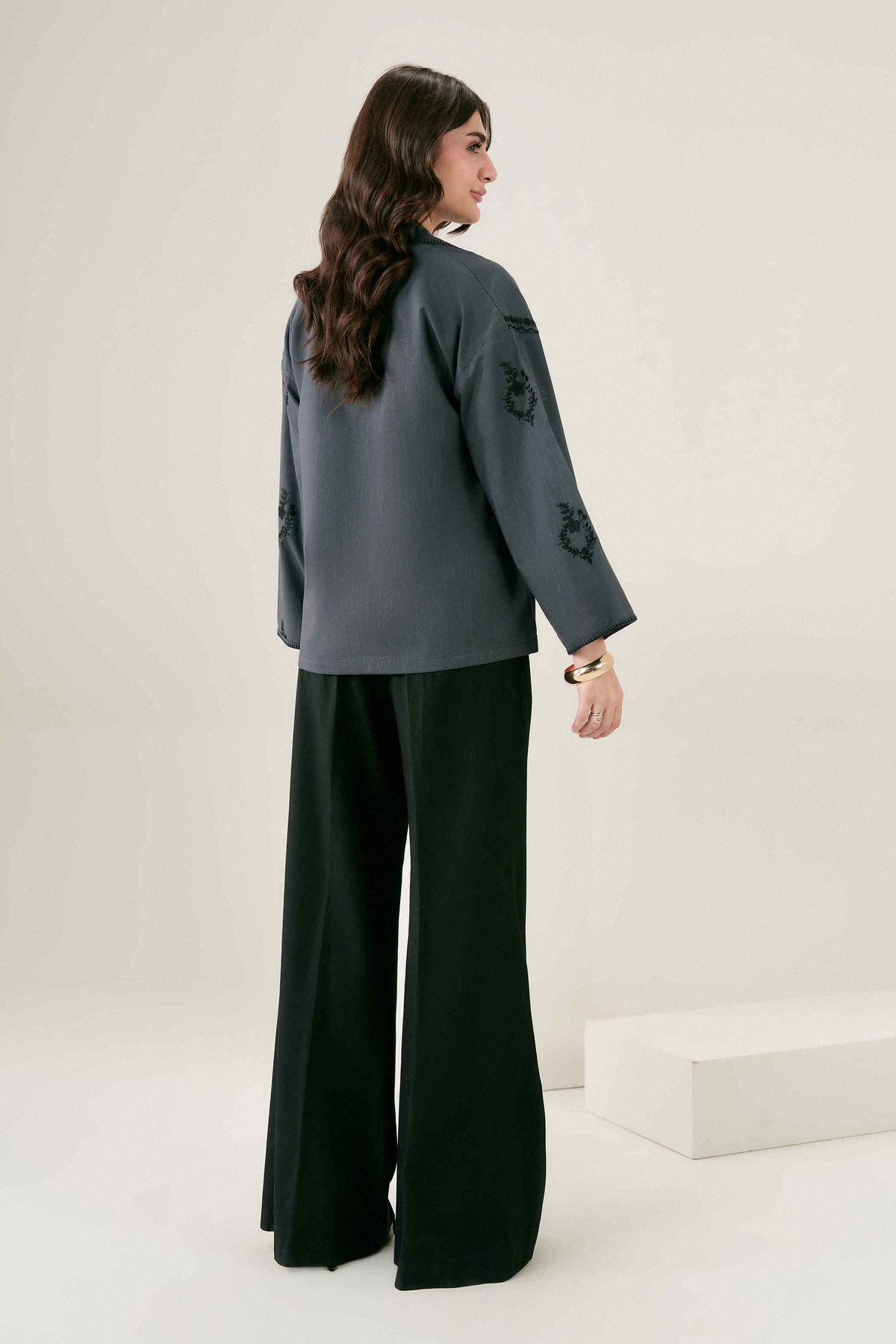 Nishat UK - Grey Embroidered Yarn Dyed 1 Piece ready to wear 
