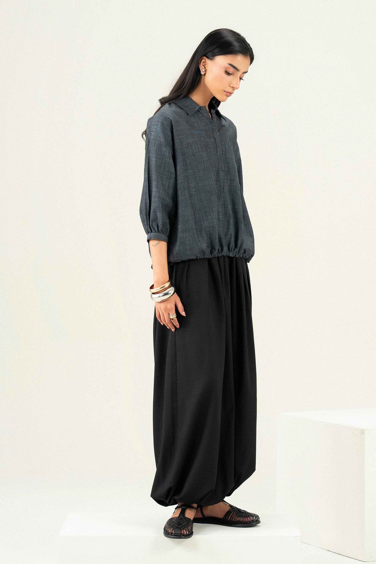Nishat UK - Grey Solids Twill 1 Piece ready to wear Western Pret