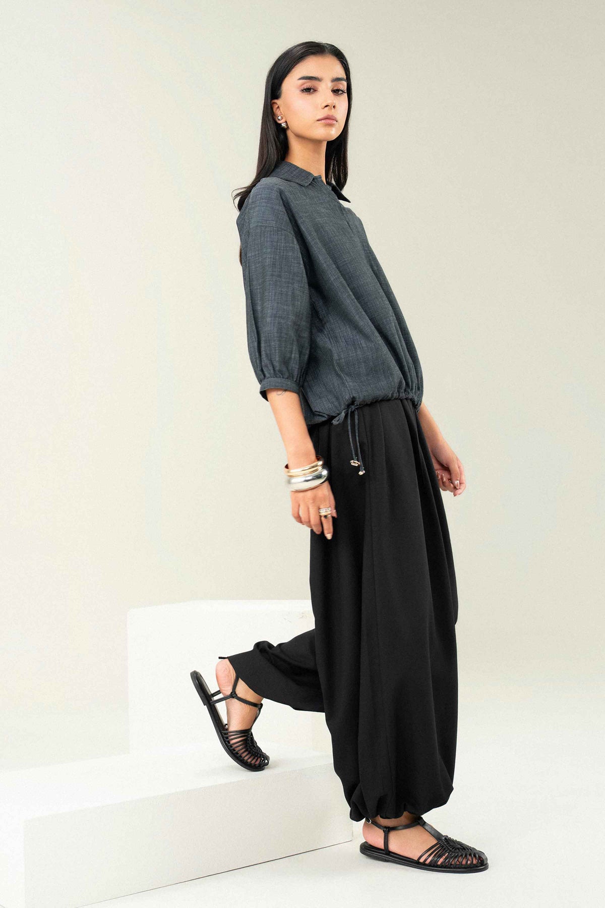 Nishat UK - Grey Solids Twill 1 Piece ready to wear Western Pret