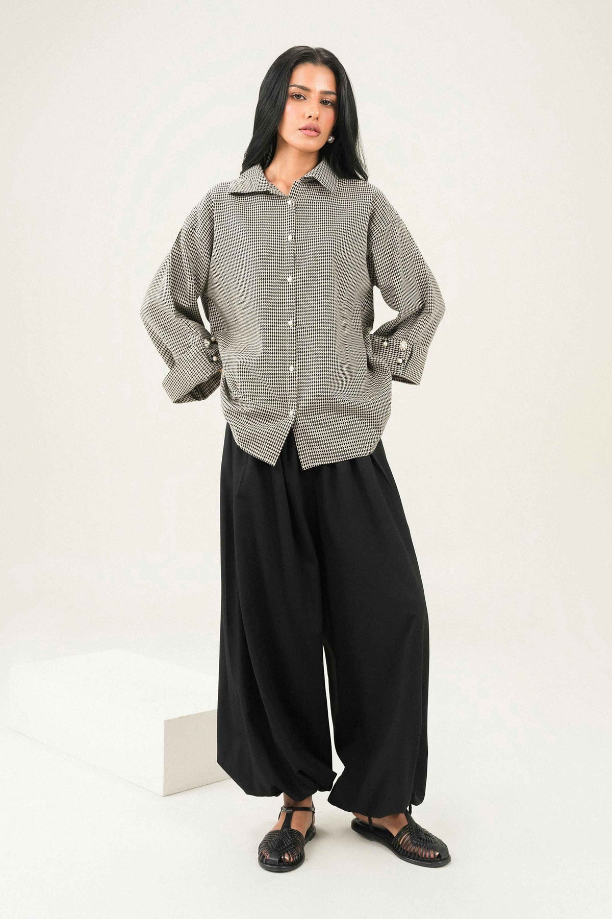 Nishat UK - Black Printed Yarn Dyed 1 Piece ready to wear Western Pret