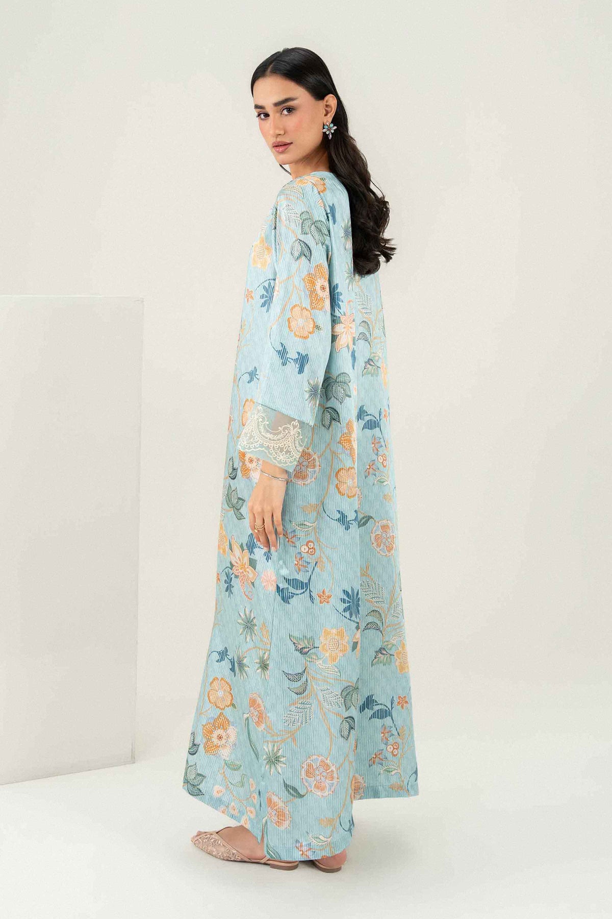 Nishat UK - Blue Embroidered Silk 1 Piece ready to wear long dress