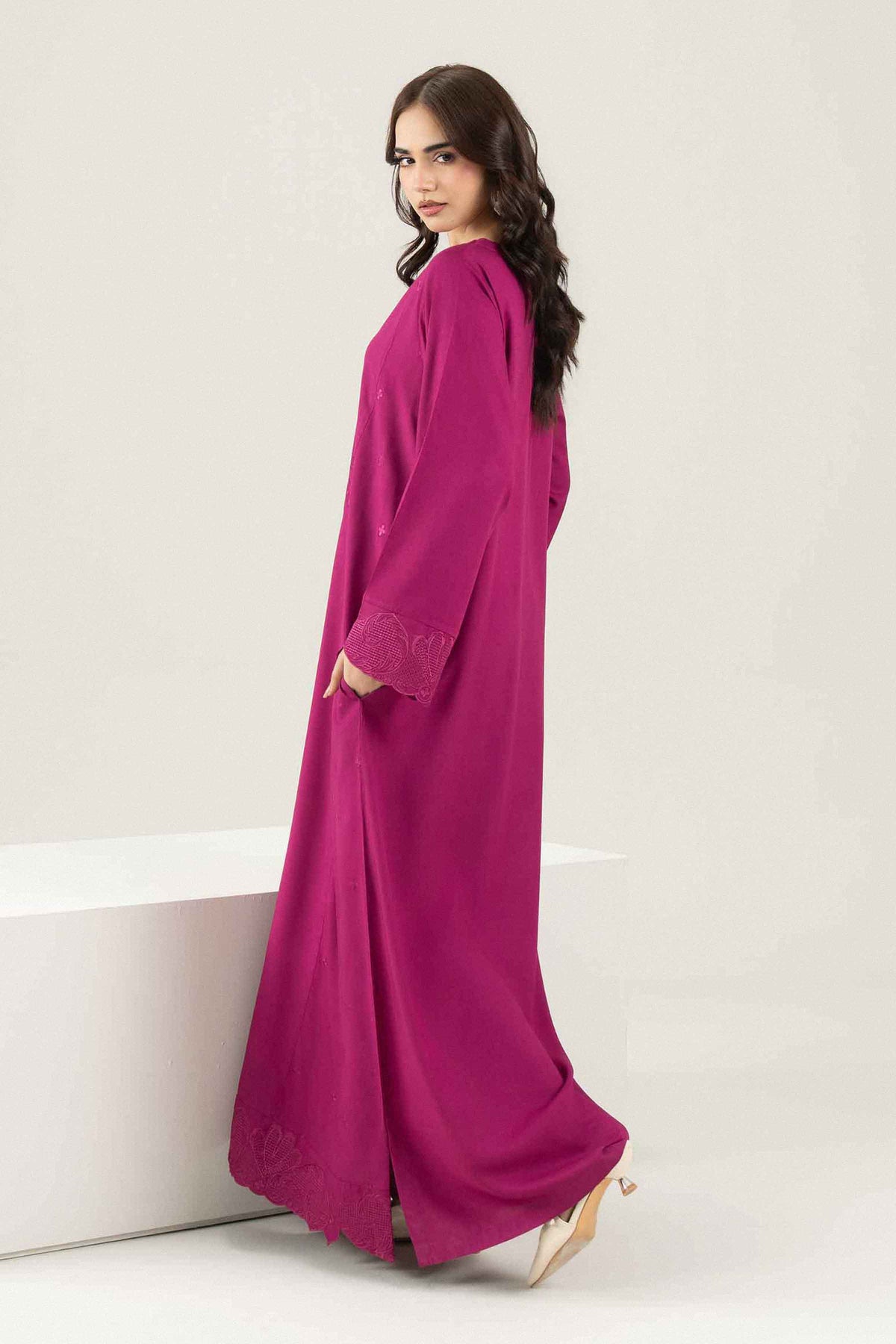 Nishat UK - Pink Embroidered Linen 1 Piece ready to wear long dress