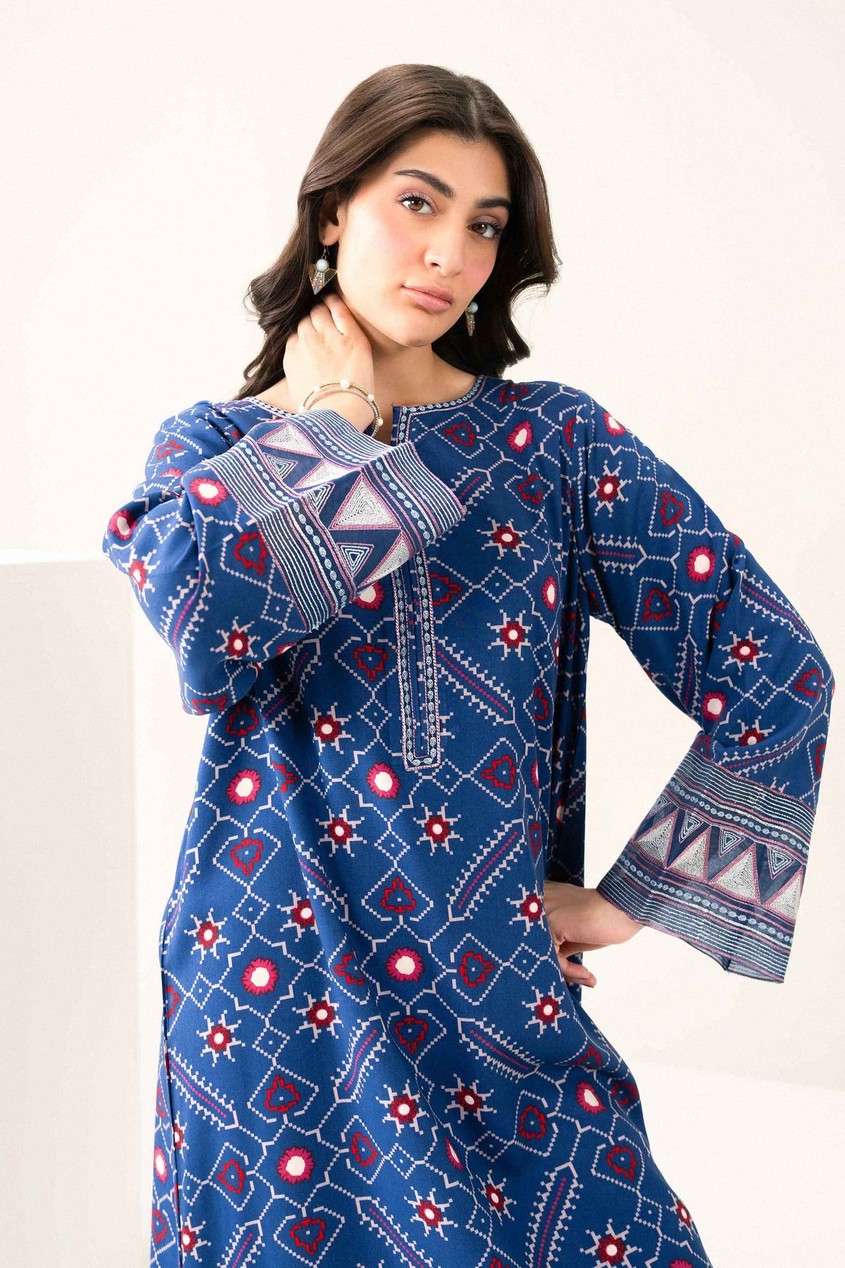 Nishat UK - Blue Embroidered Viscose 1 Piece ready to wear Dress