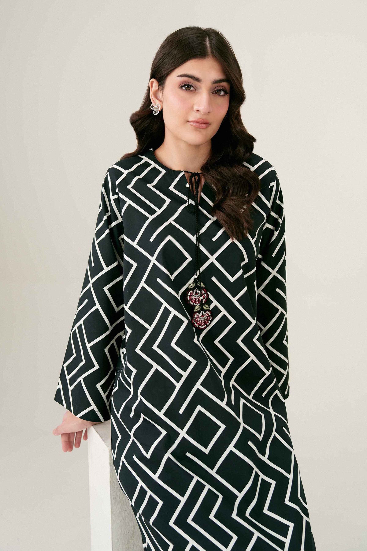 Nishat UK - Black Embroidered Viscose 1 Piece ready to wear 