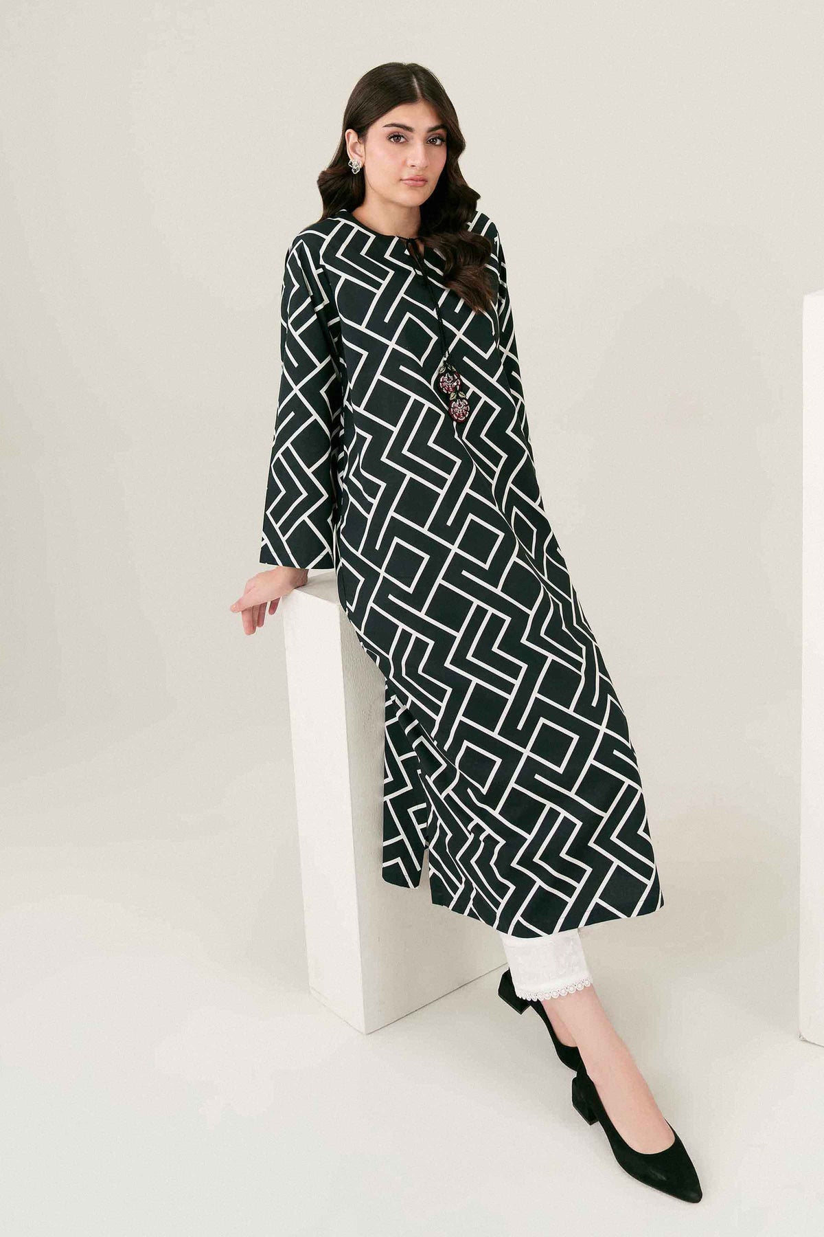 Nishat UK - Black Embroidered Viscose 1 Piece ready to wear 