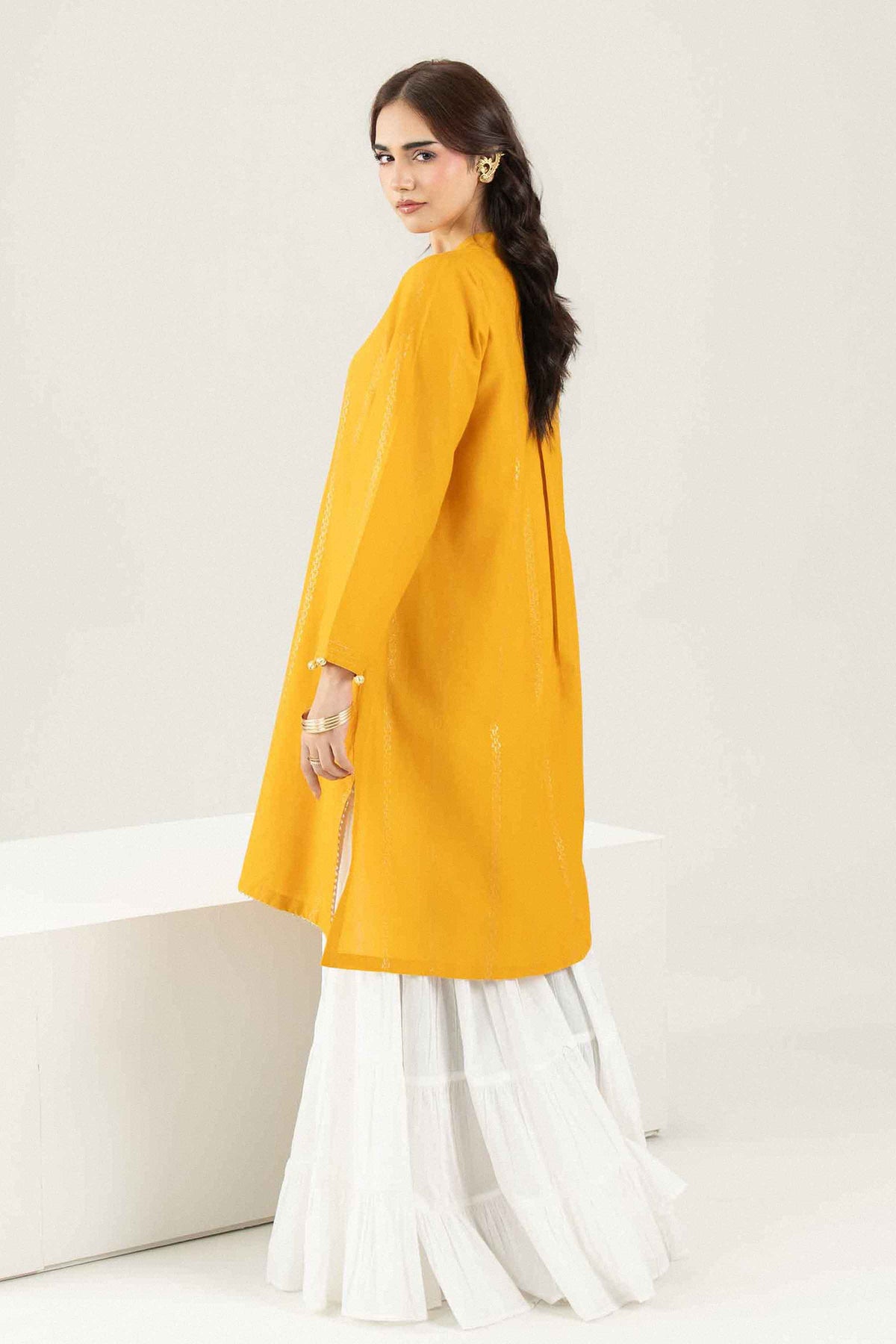 Nishat UK - Yellow Solids Jacquard 1 Piece ready to wear Shirt