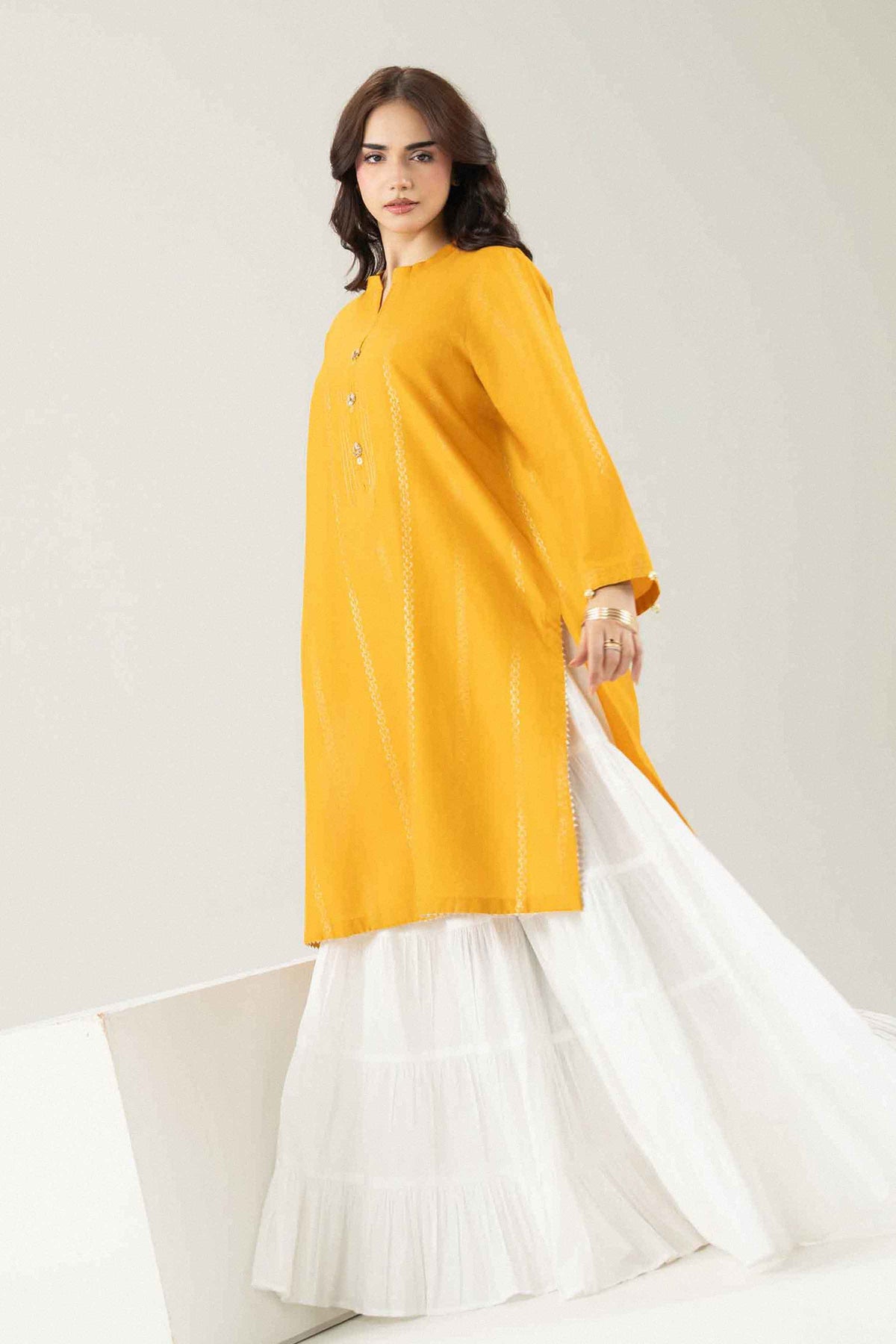 Nishat UK - Yellow Solids Jacquard 1 Piece ready to wear Shirt