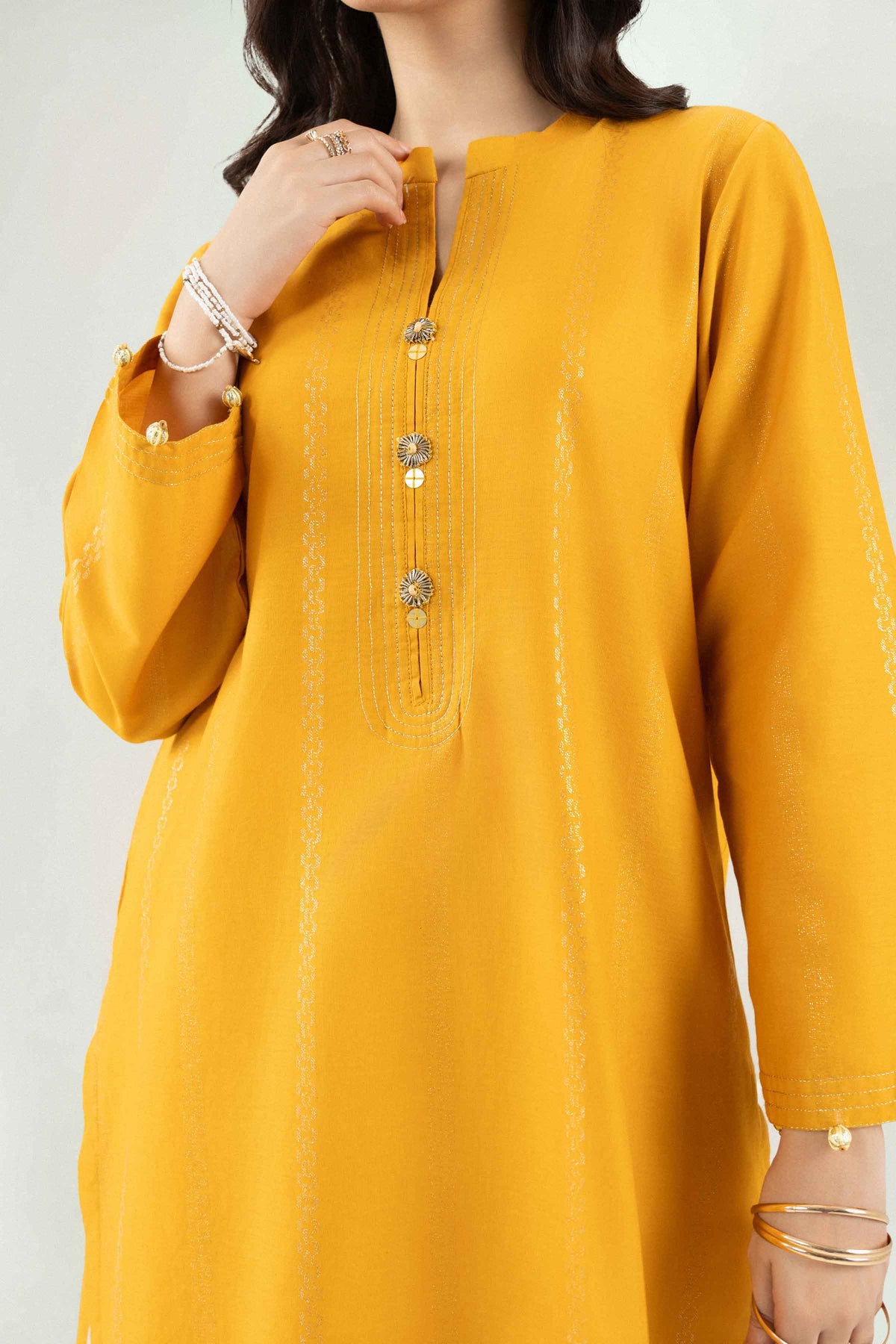Nishat UK - Yellow Solids Jacquard 1 Piece ready to wear Shirt