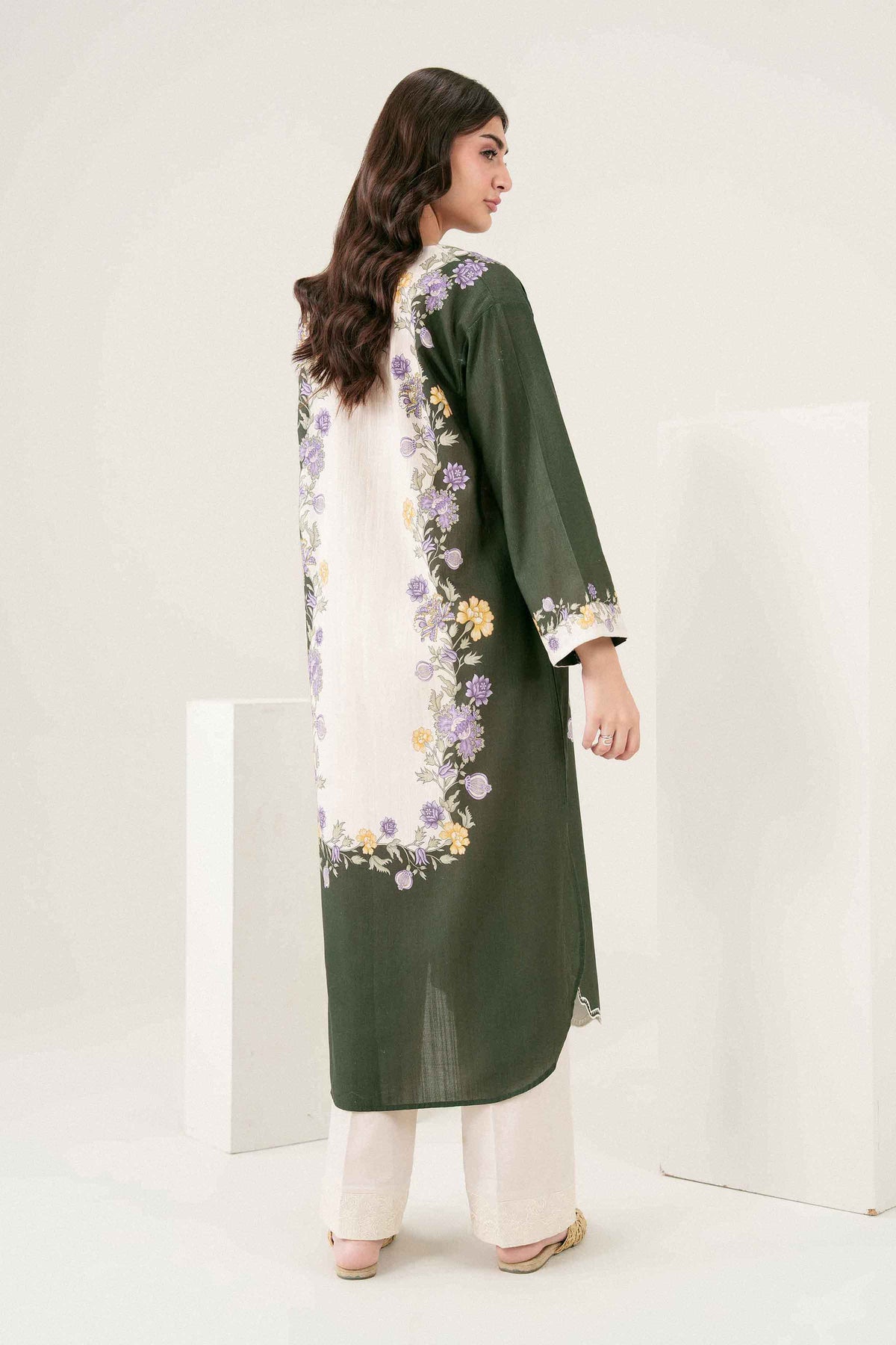 Nishat UK - Green Embroidered Khaddar 1 Piece ready to wear Shirt