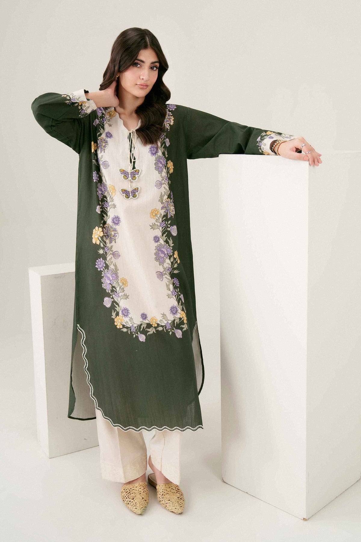 Nishat UK - Green Embroidered Khaddar 1 Piece ready to wear Shirt