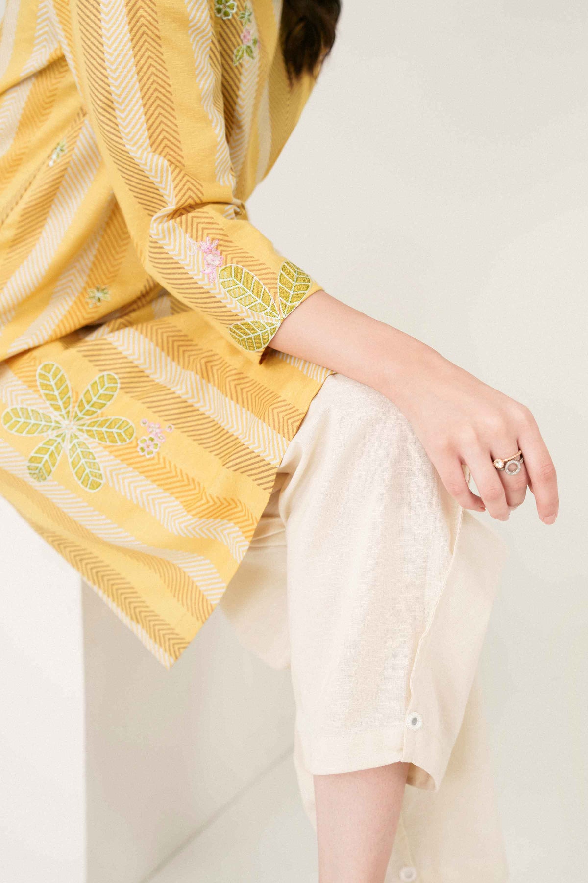 Nishat UK - Yellow Embroidered Karandi 1 Piece ready to wear Shirt