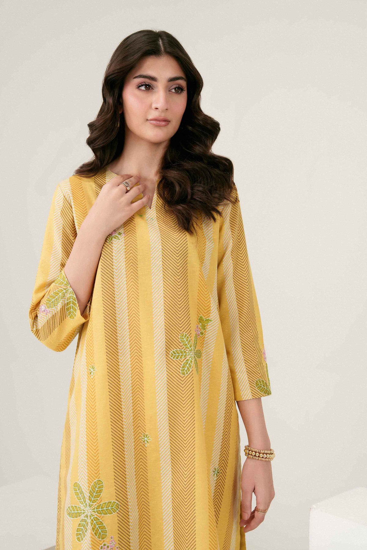 Nishat UK - Yellow Embroidered Karandi 1 Piece ready to wear Shirt