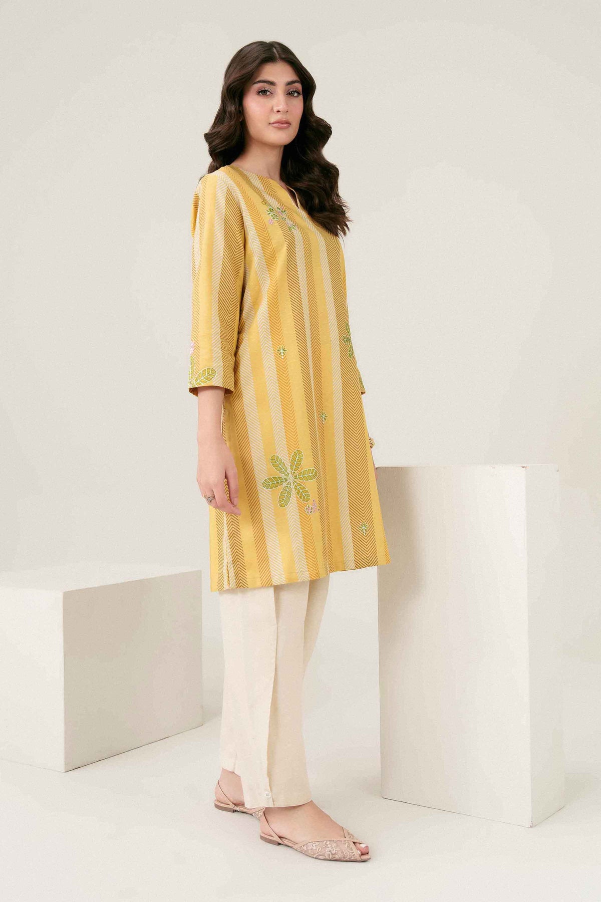 Nishat UK - Yellow Embroidered Karandi 1 Piece ready to wear Shirt