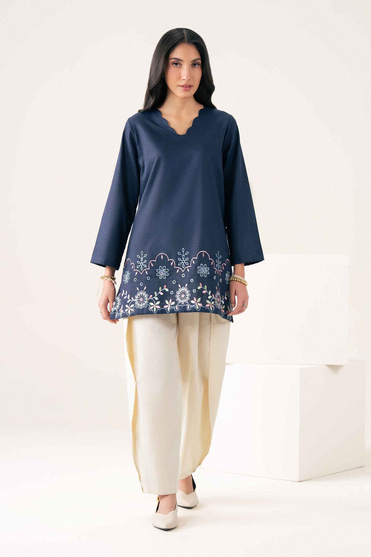 Nishat UK - Blue Embroidered Karandi 1 Piece ready to wear Shirt
