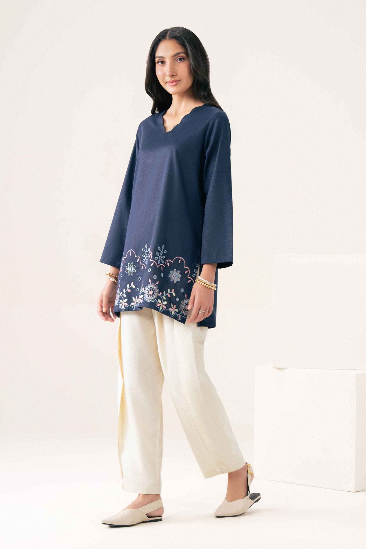 Nishat UK - Blue Embroidered Karandi 1 Piece ready to wear Shirt