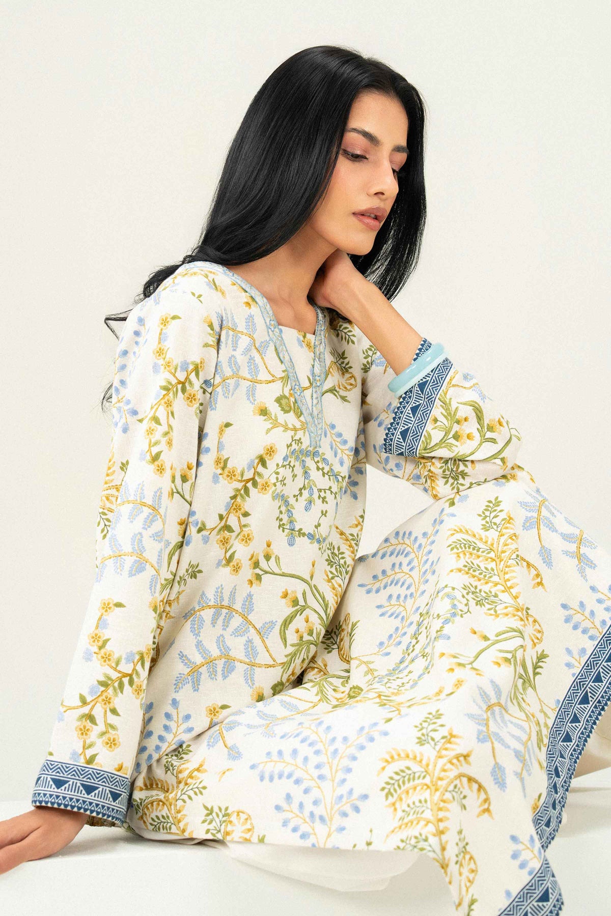 Nishat UK - Off White Embroidered Karandi 1 Piece ready to wear Shirt
