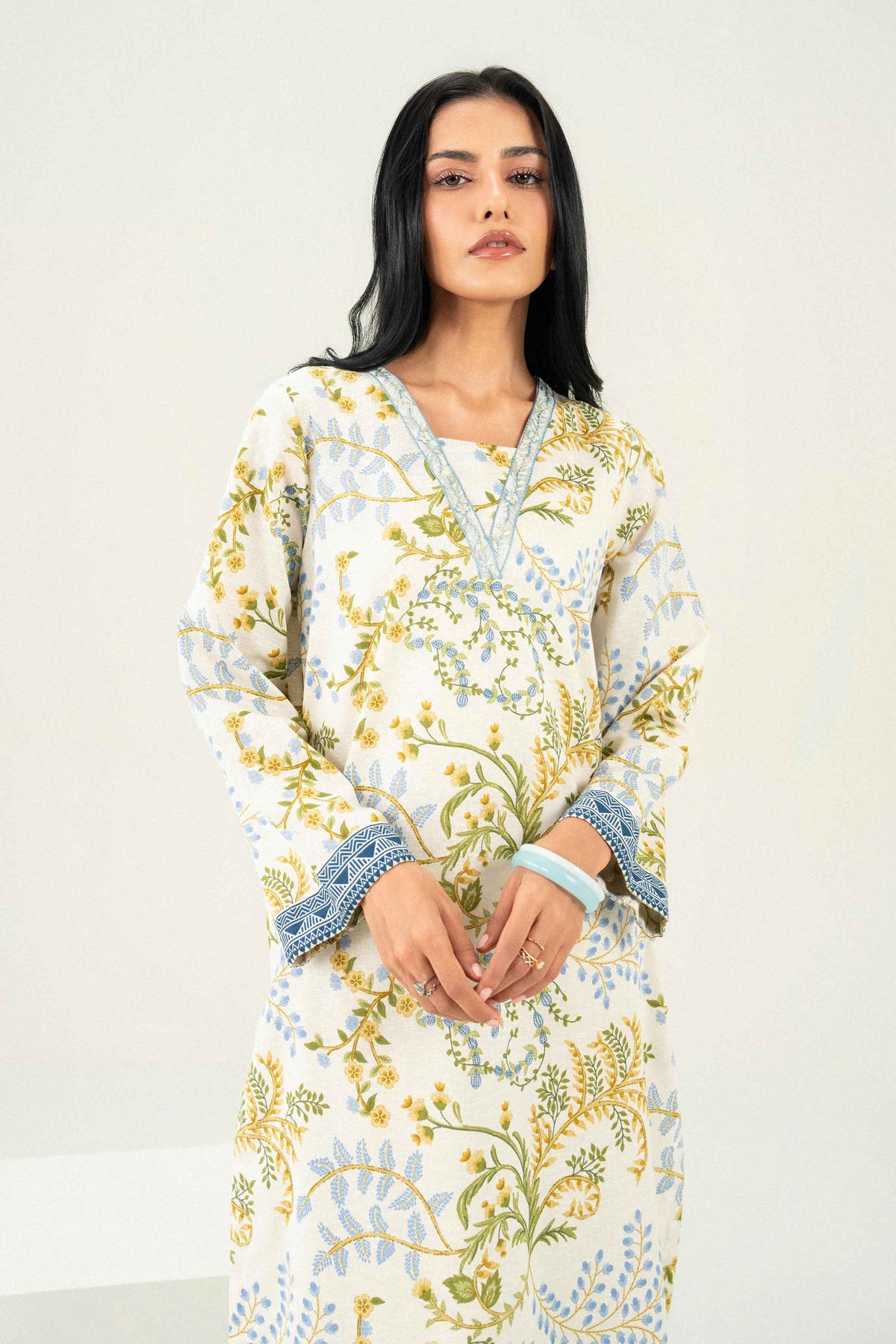 Nishat UK - Off White Embroidered Karandi 1 Piece ready to wear Shirt