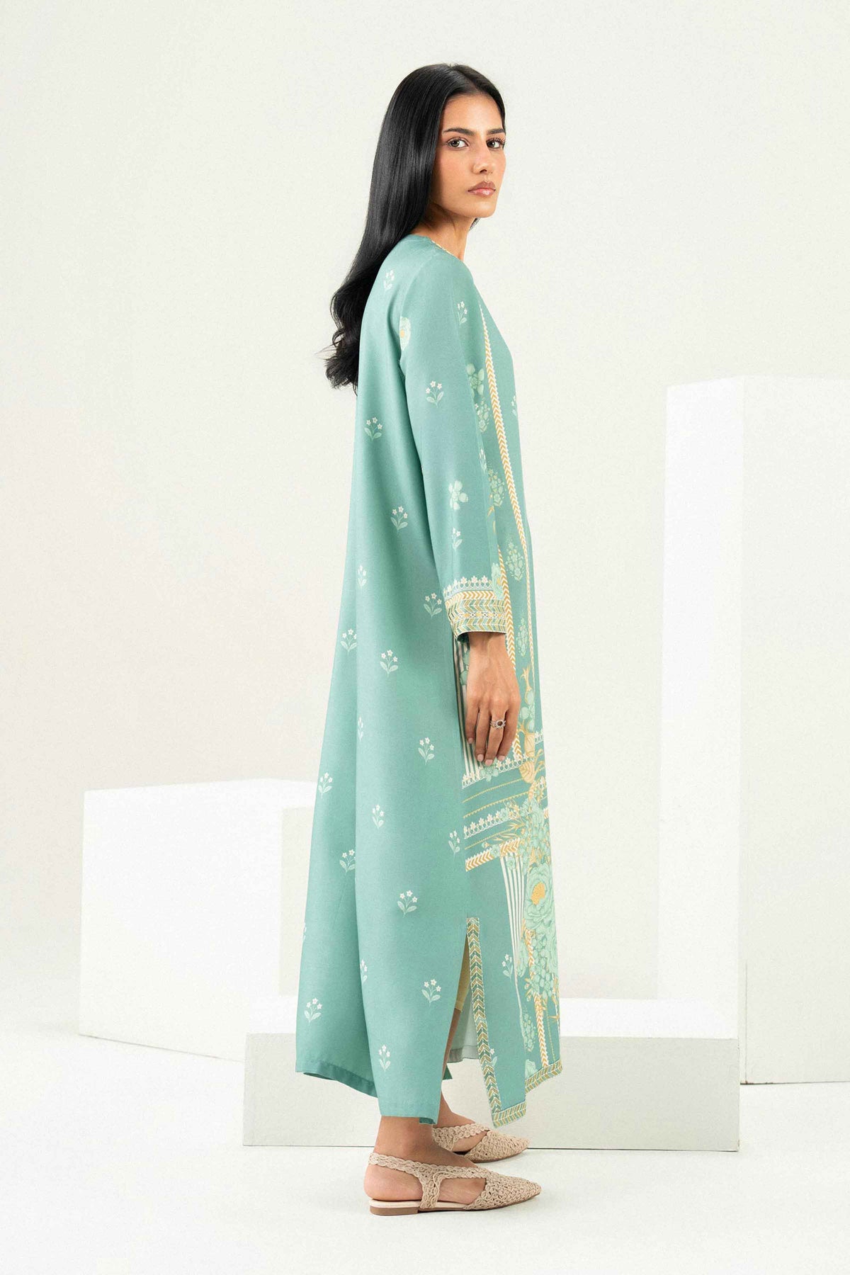 Nishat UK - Green Embroidered Linen 1 Piece ready to wear Shirt