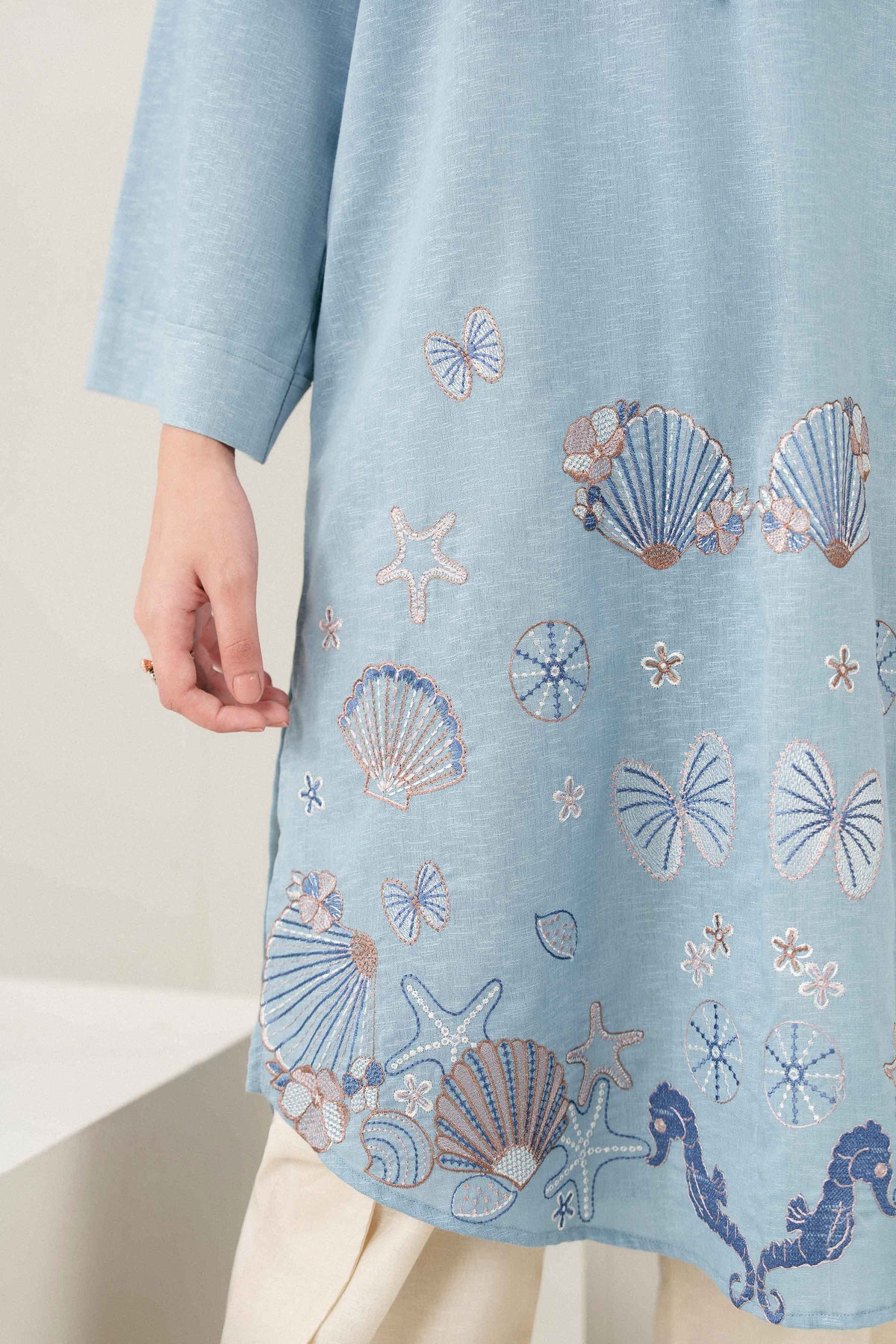 Nishat UK - Blue Embroidered Karandi 1 Piece ready to wear 