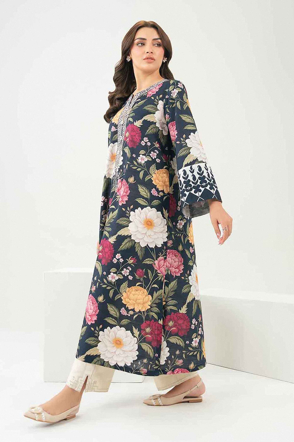 Nishat UK - Black Embroidered Khaddar 1 Piece ready to wear Shirt