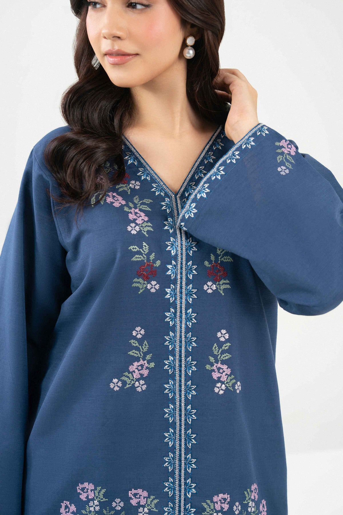 Nishat UK - Blue Embroidered Khaddar 1 Piece ready to wear Tunic