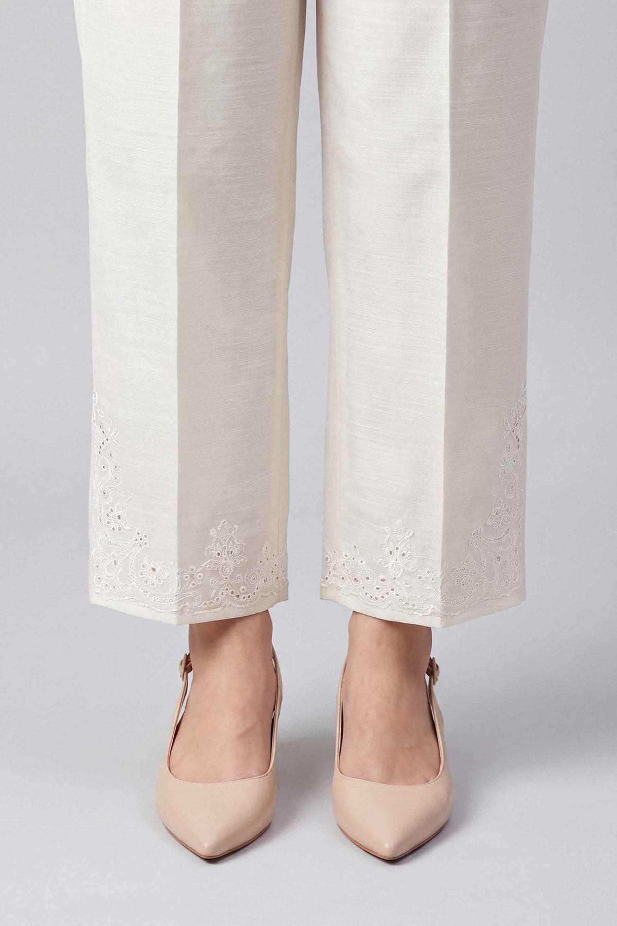 Nishat UK - Off White  Embroidered Khaddar 1 Piece ready to wear bottom
