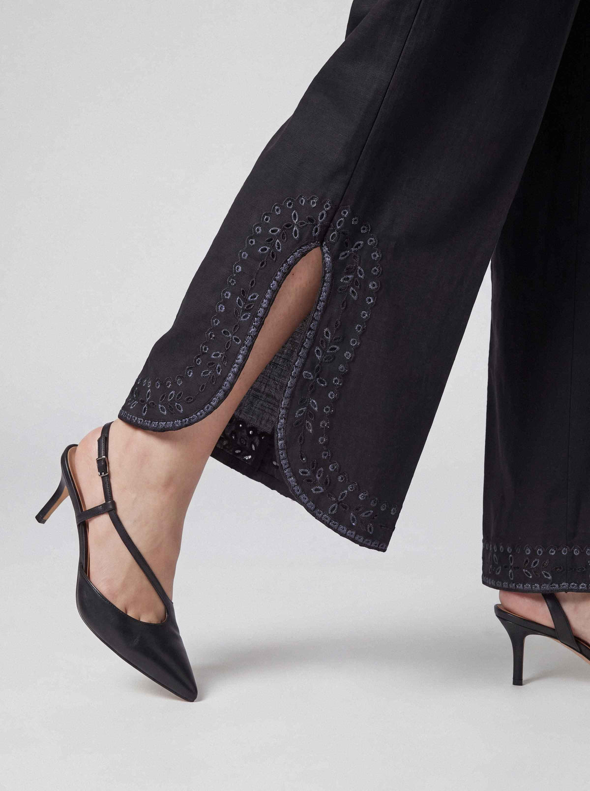 Nishat UK - Black Embroidered Khaddar 1 Piece ready to wear trouser