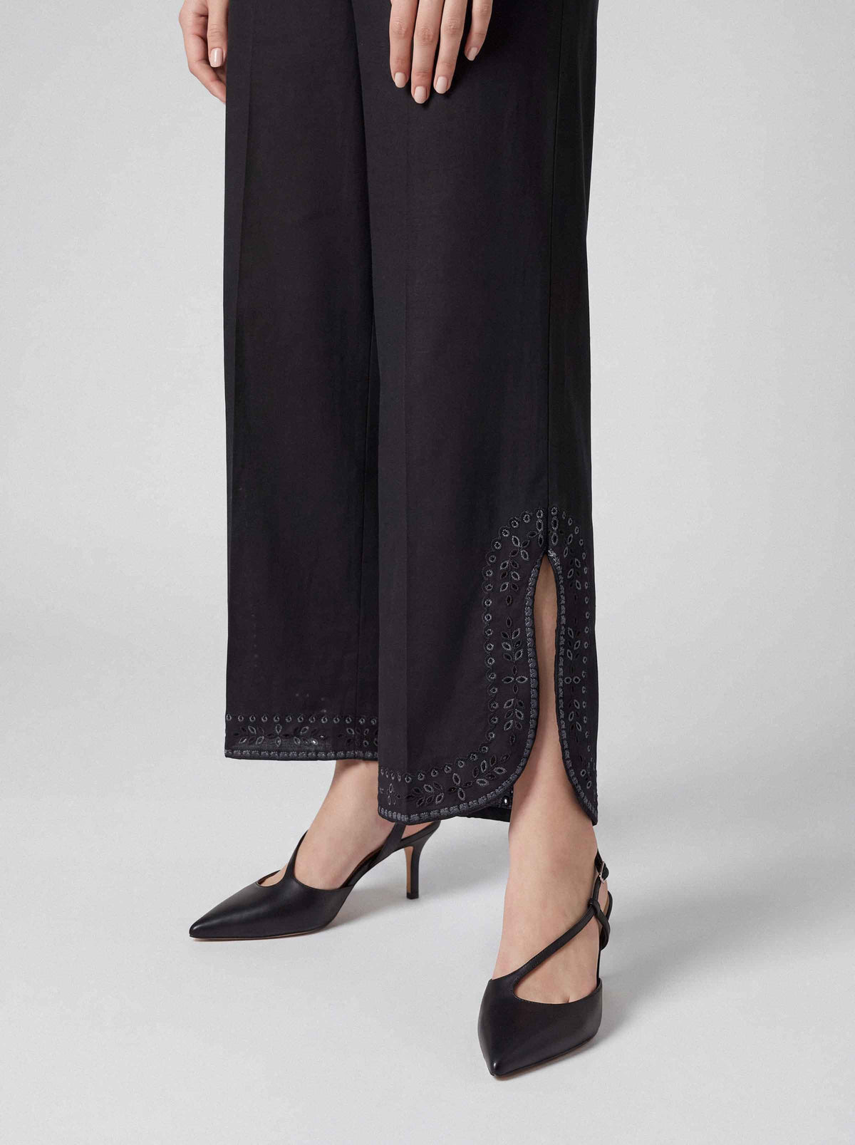 Nishat UK - Black Embroidered Khaddar 1 Piece ready to wear trouser