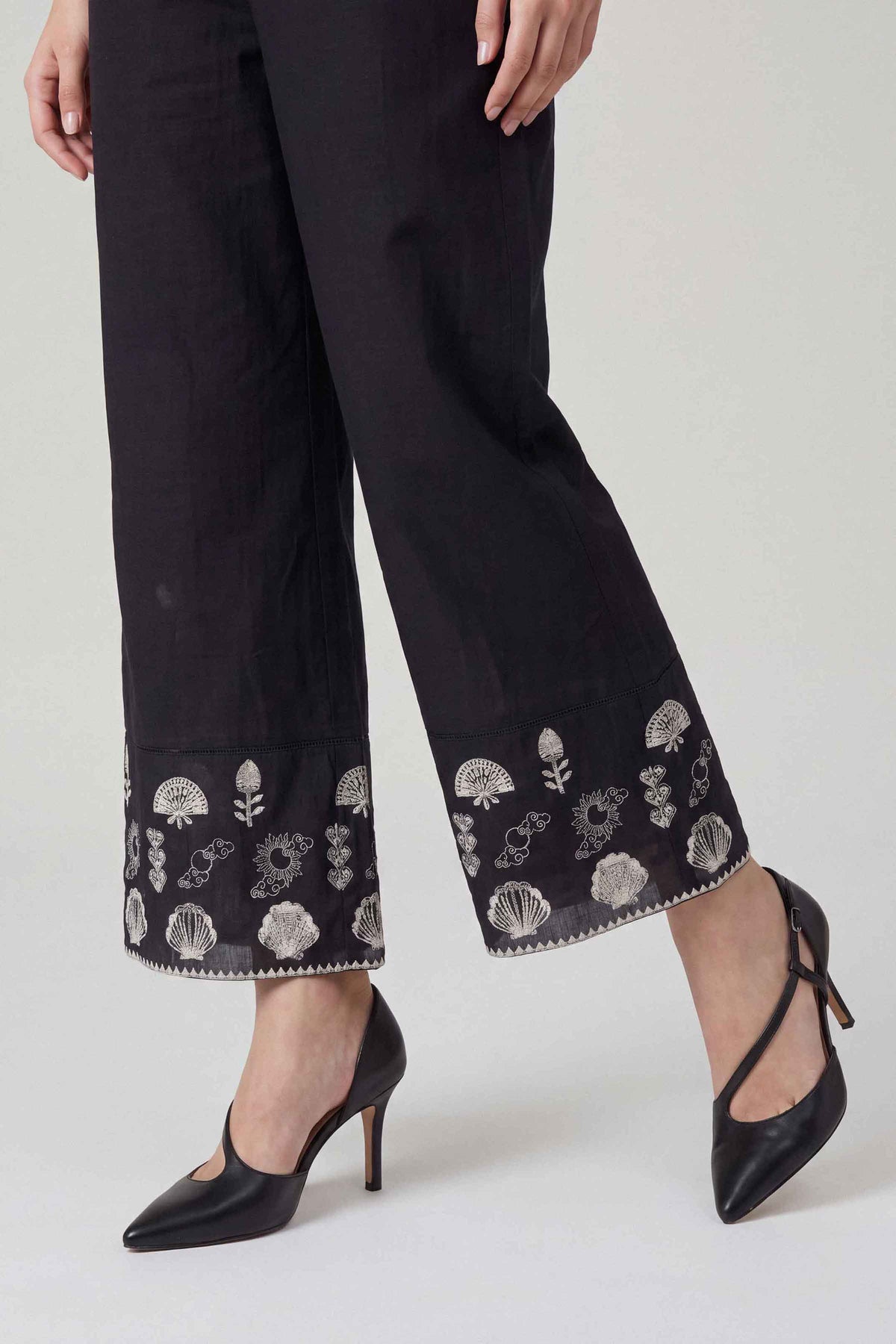 Nishat UK - Black Embroidered Khaddar 1 Piece ready to wear bottom