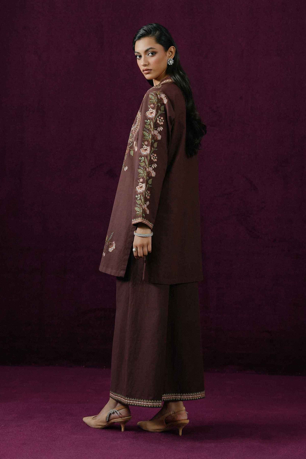 Nishat UK - Purple Embroidered Linen 2 Pieces ready to wear Dress