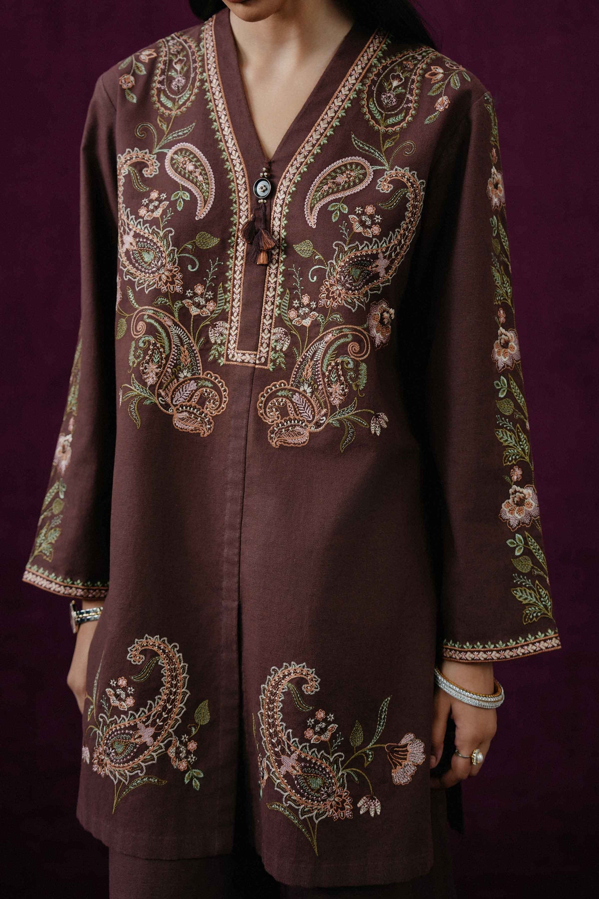 Nishat UK - Purple Embroidered Linen 2 Pieces ready to wear Dress