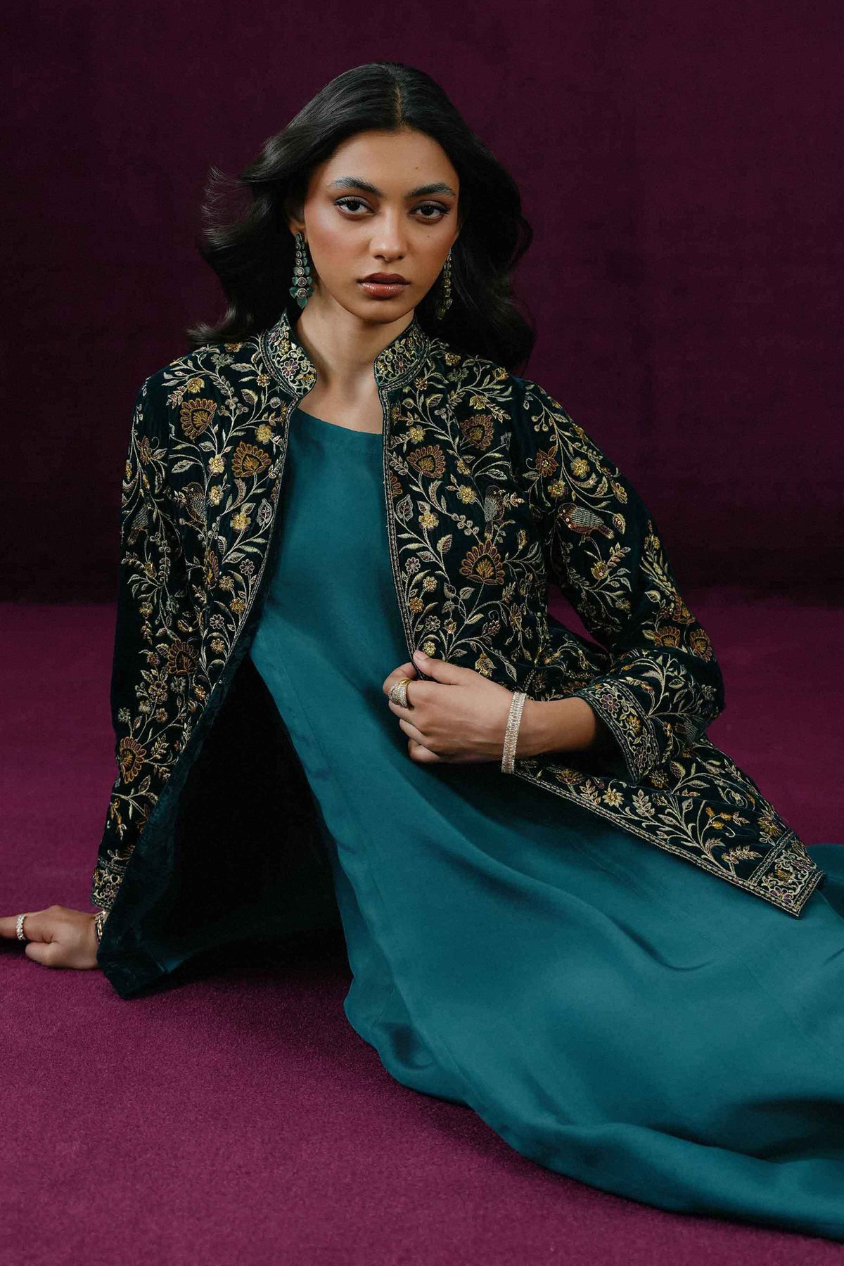Nishat UK - Blue Embroidered Velvet 2 Pieces ready to wear Dress
