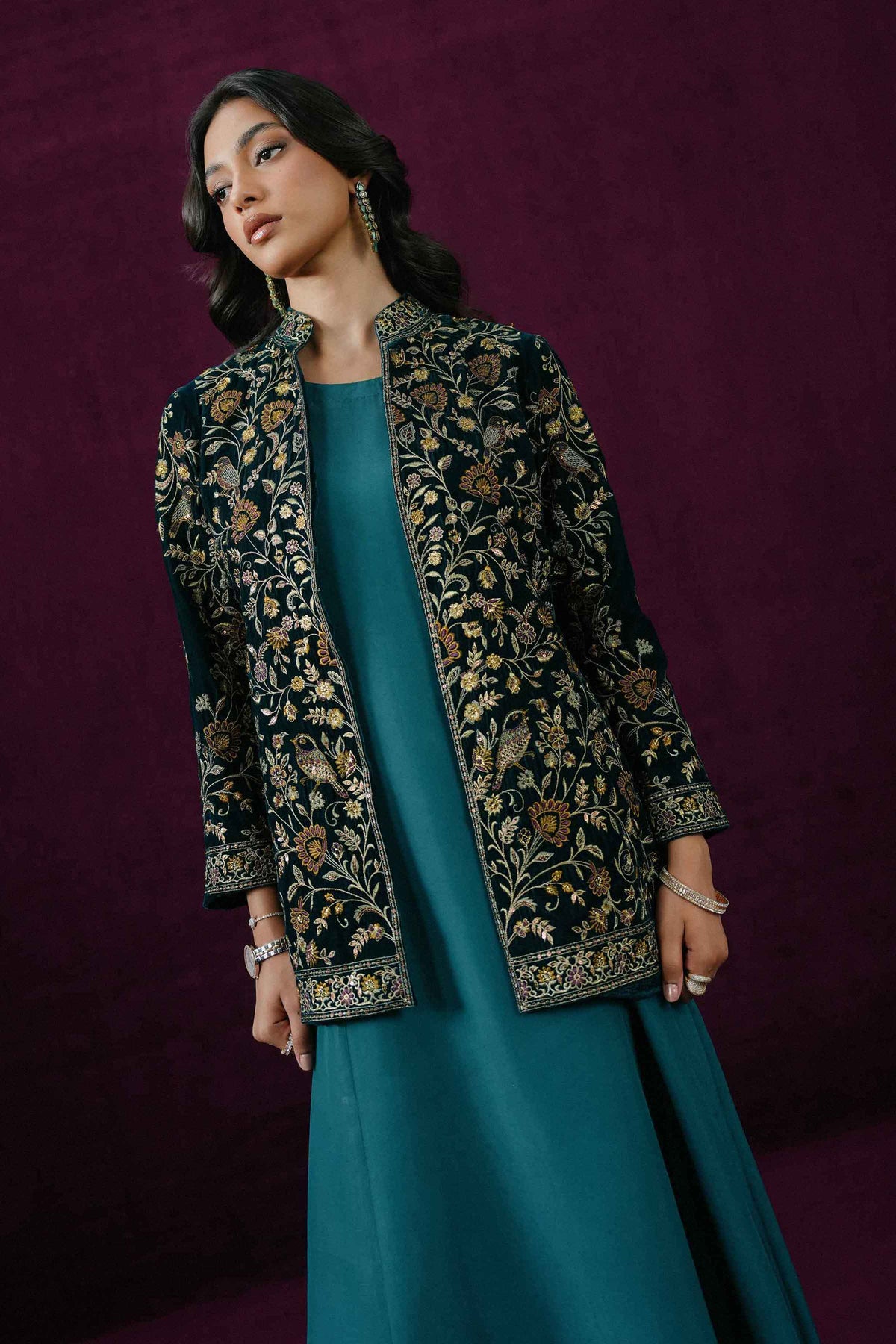 Nishat UK - Blue Embroidered Velvet 2 Pieces ready to wear Dress