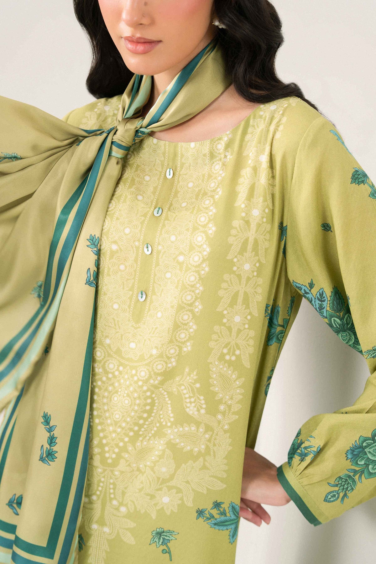 Nishat UK - Green Printed Silk 2 Pieces ready to wear Dress