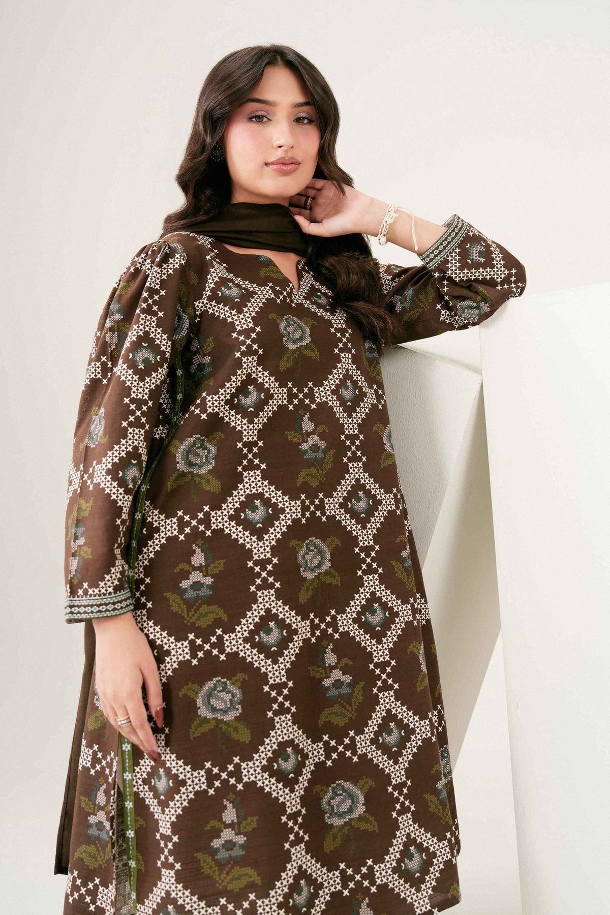Nishat UK - Brown Printed Khaddar 2 Pieces ready to wear 